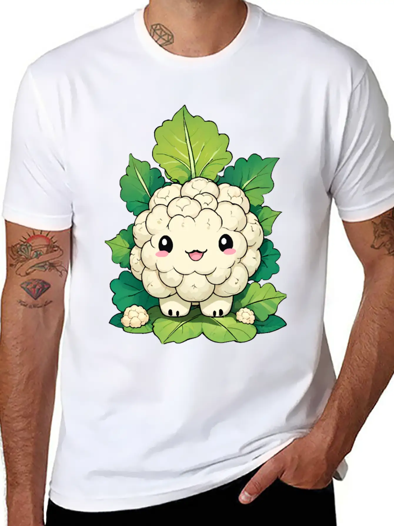 Kawaii Cauliflower Essential Cotton Tee For Daily Outfits – Unisex Style