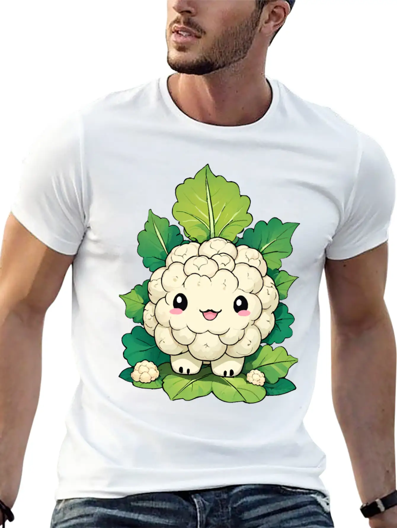 Kawaii Cauliflower Essential Cotton Tee For Daily Outfits – Unisex Style