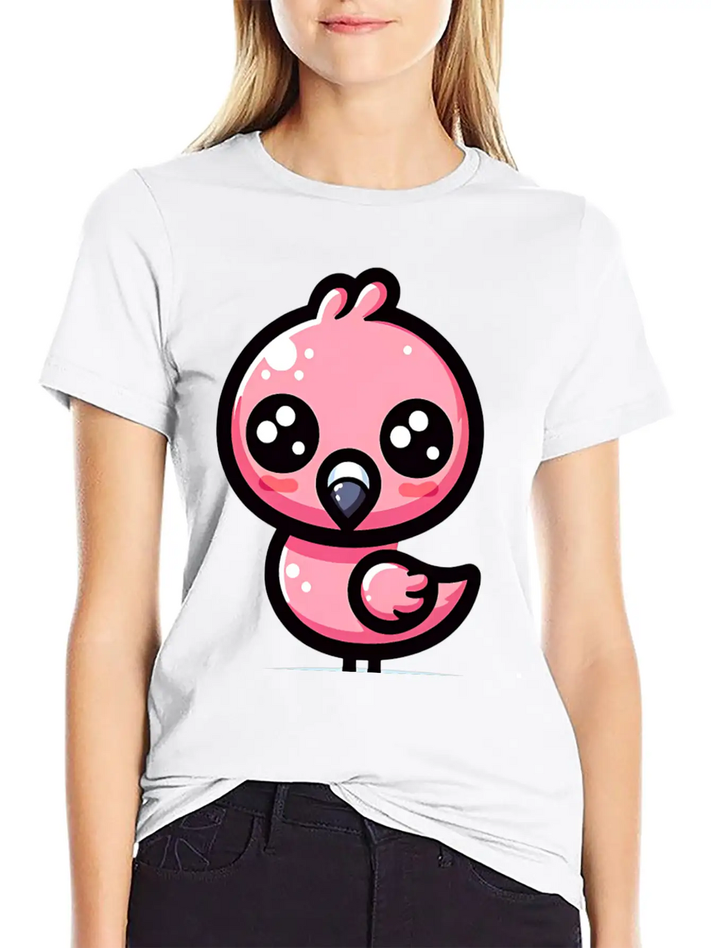 Kawaii Flamingo Classic Cotton Tee – Unisex Comfort For Any Season