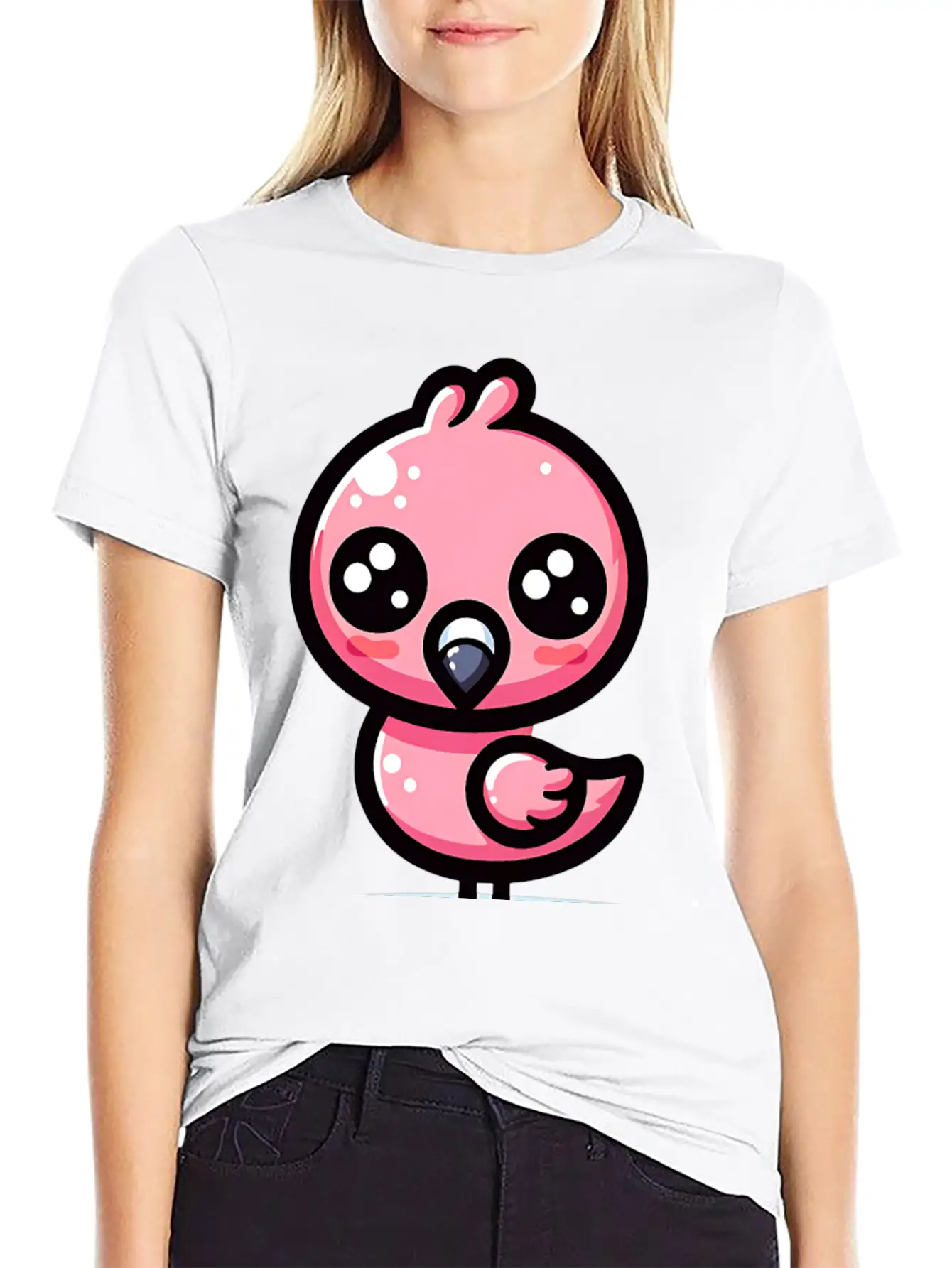 Kawaii Flamingo Classic Cotton Tee – Unisex Comfort For Any Season