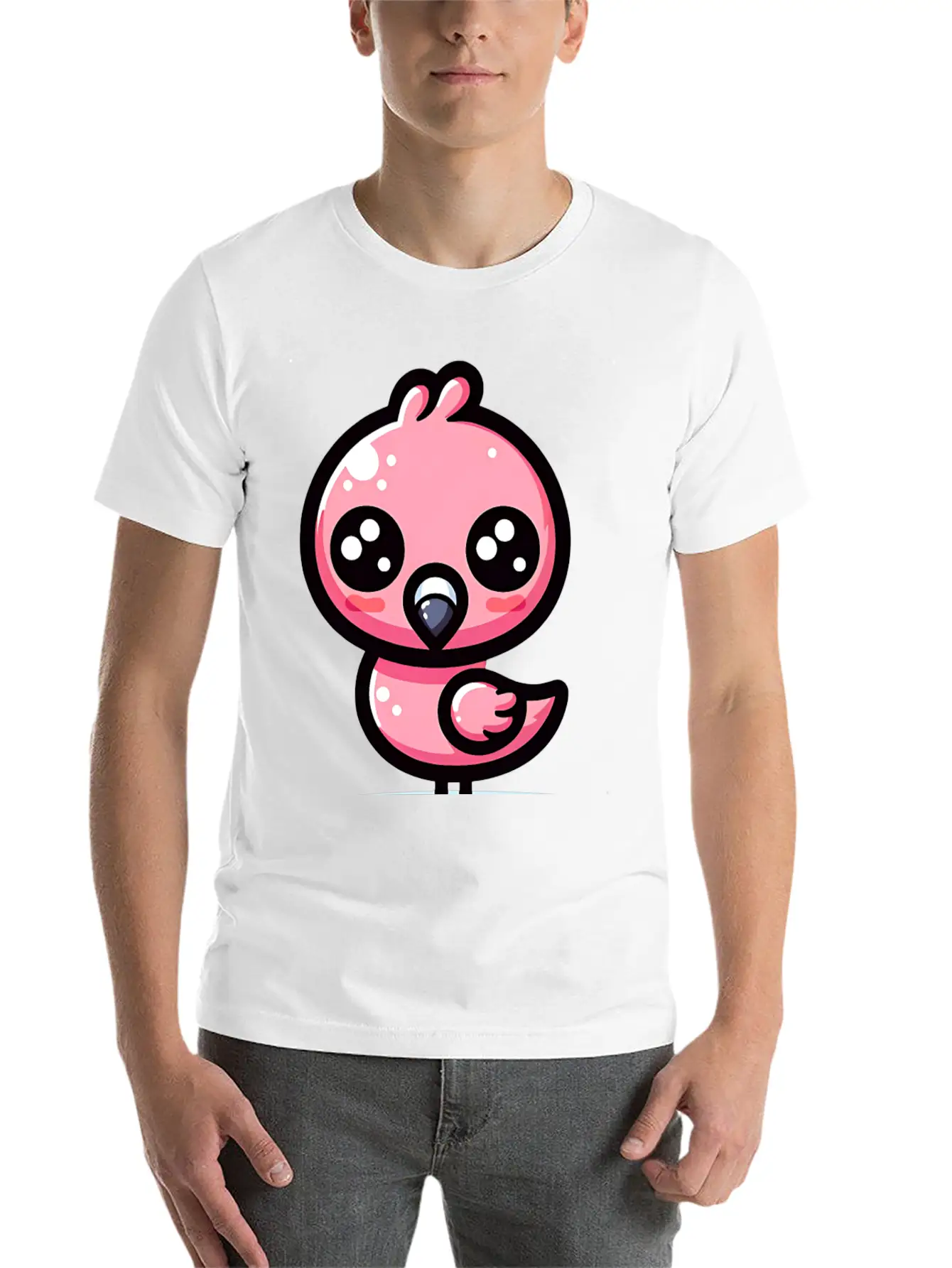 Kawaii Flamingo Classic Cotton Tee – Unisex Comfort For Any Season
