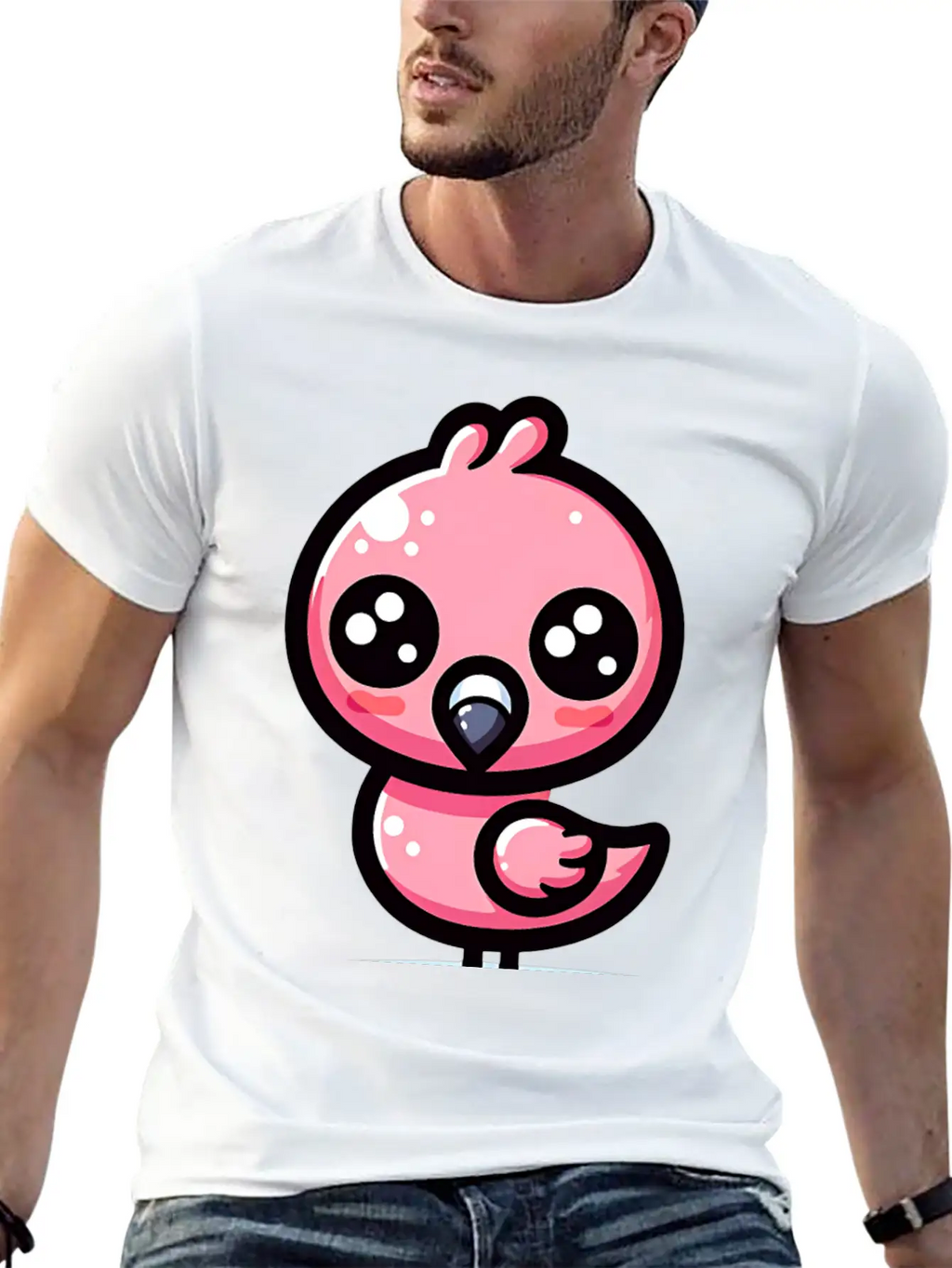 Kawaii Flamingo Classic Cotton Tee – Unisex Comfort For Any Season