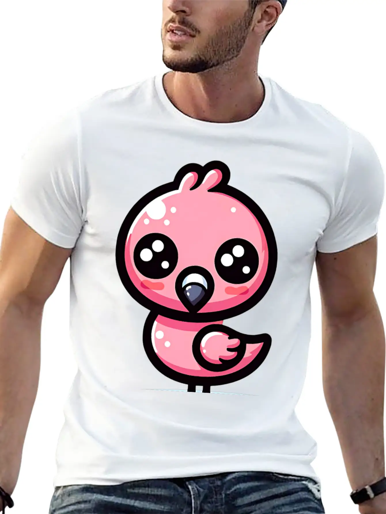 Kawaii Flamingo Classic Cotton Tee – Unisex Comfort For Any Season