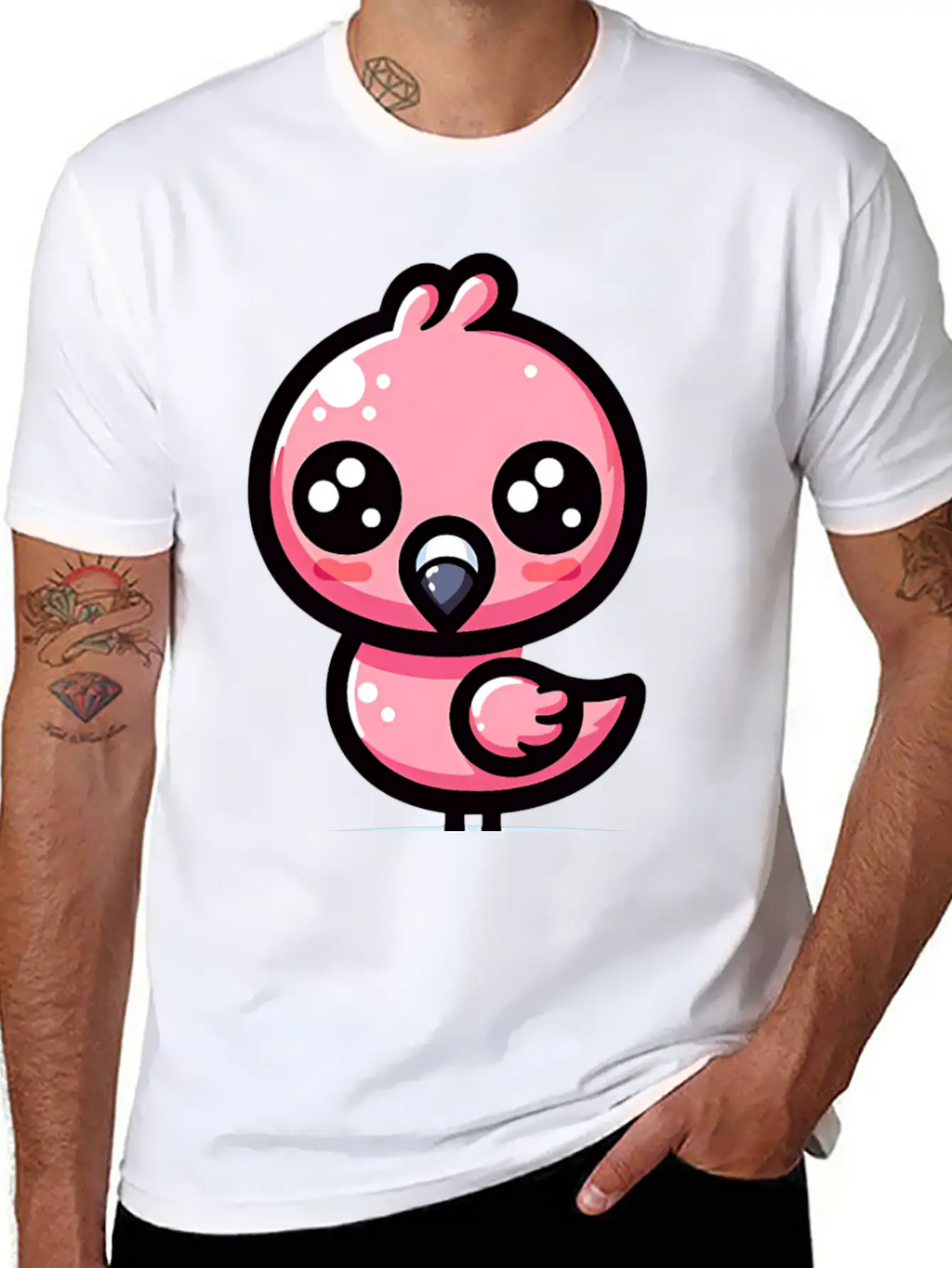 Kawaii Flamingo Classic Cotton Tee – Unisex Comfort For Any Season