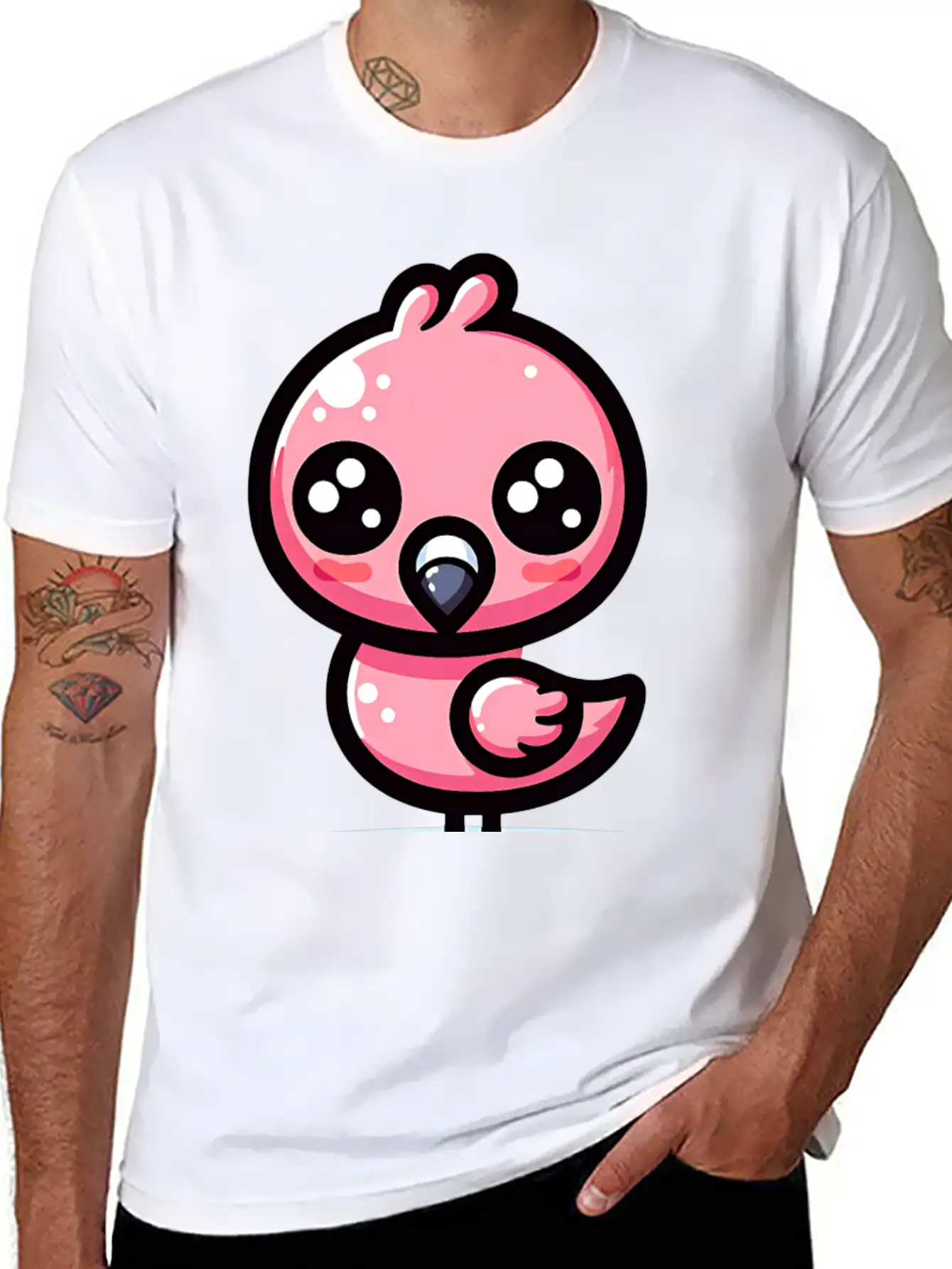 Kawaii Flamingo Classic Cotton Tee – Unisex Comfort For Any Season