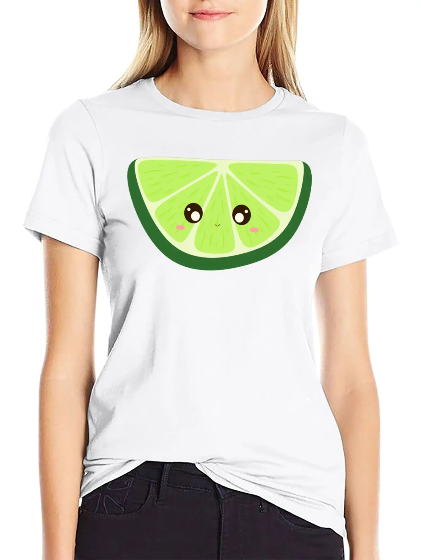 Kawaii Lime Basic Graphic T-Shirt – Daily Comfort In Soft Cotton