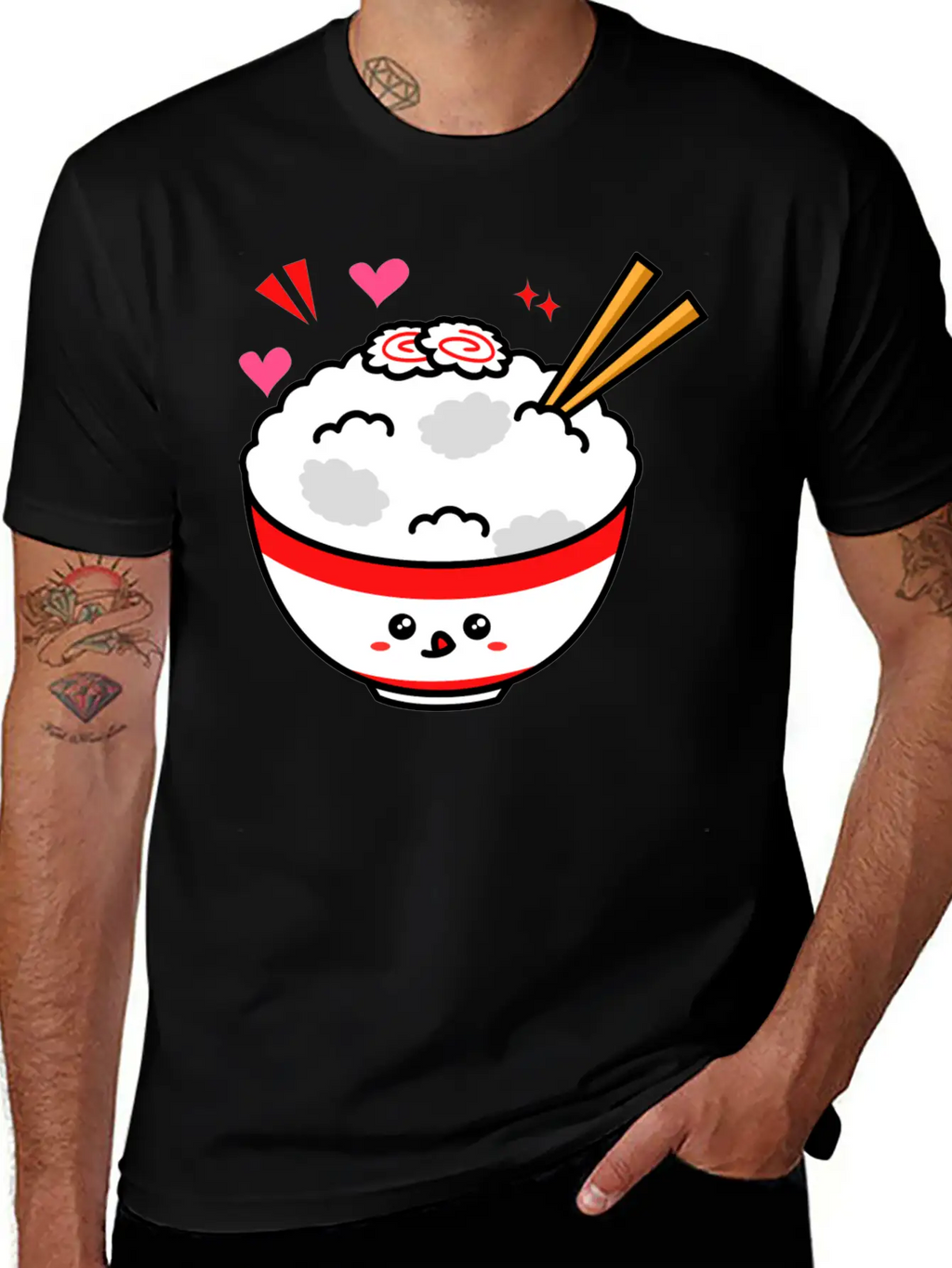 Kawaii Rice Bowl Breathable Graphic T-Shirt – Perfect For Casual Days