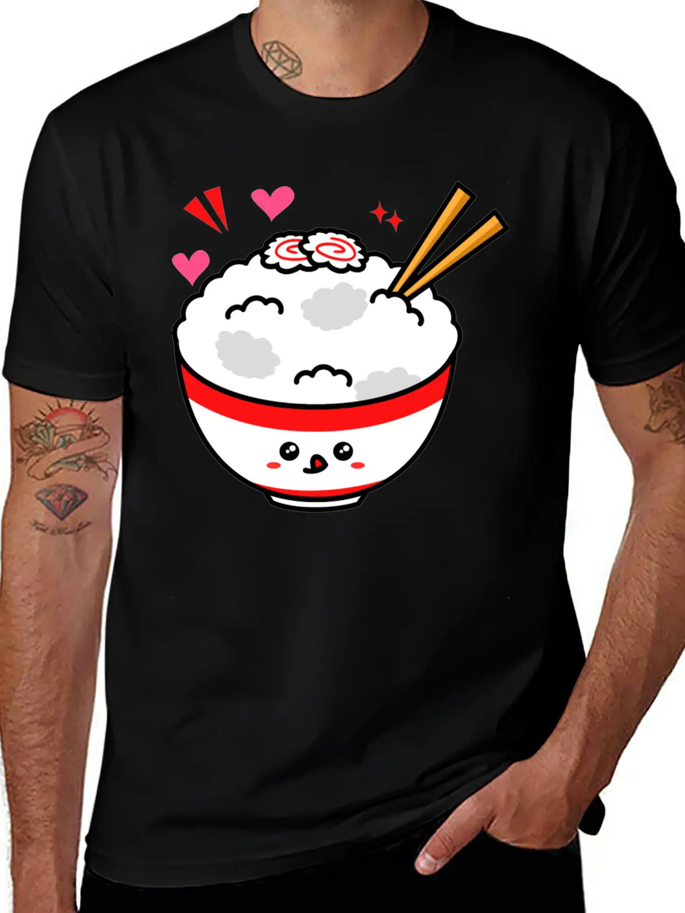 Kawaii Rice Bowl Breathable Graphic T-Shirt – Perfect For Casual Days