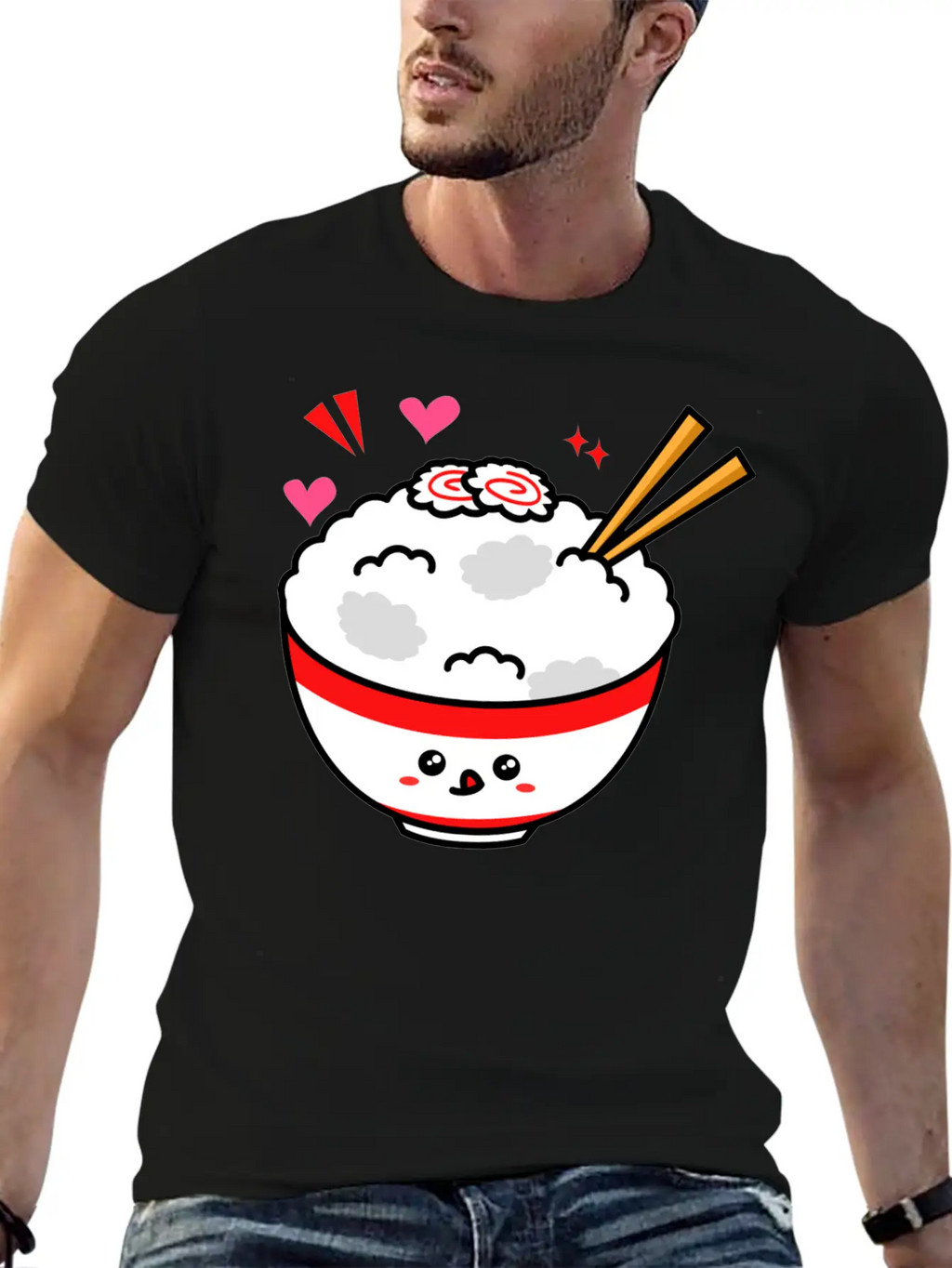 Kawaii Rice Bowl Breathable Graphic T-Shirt – Perfect For Casual Days