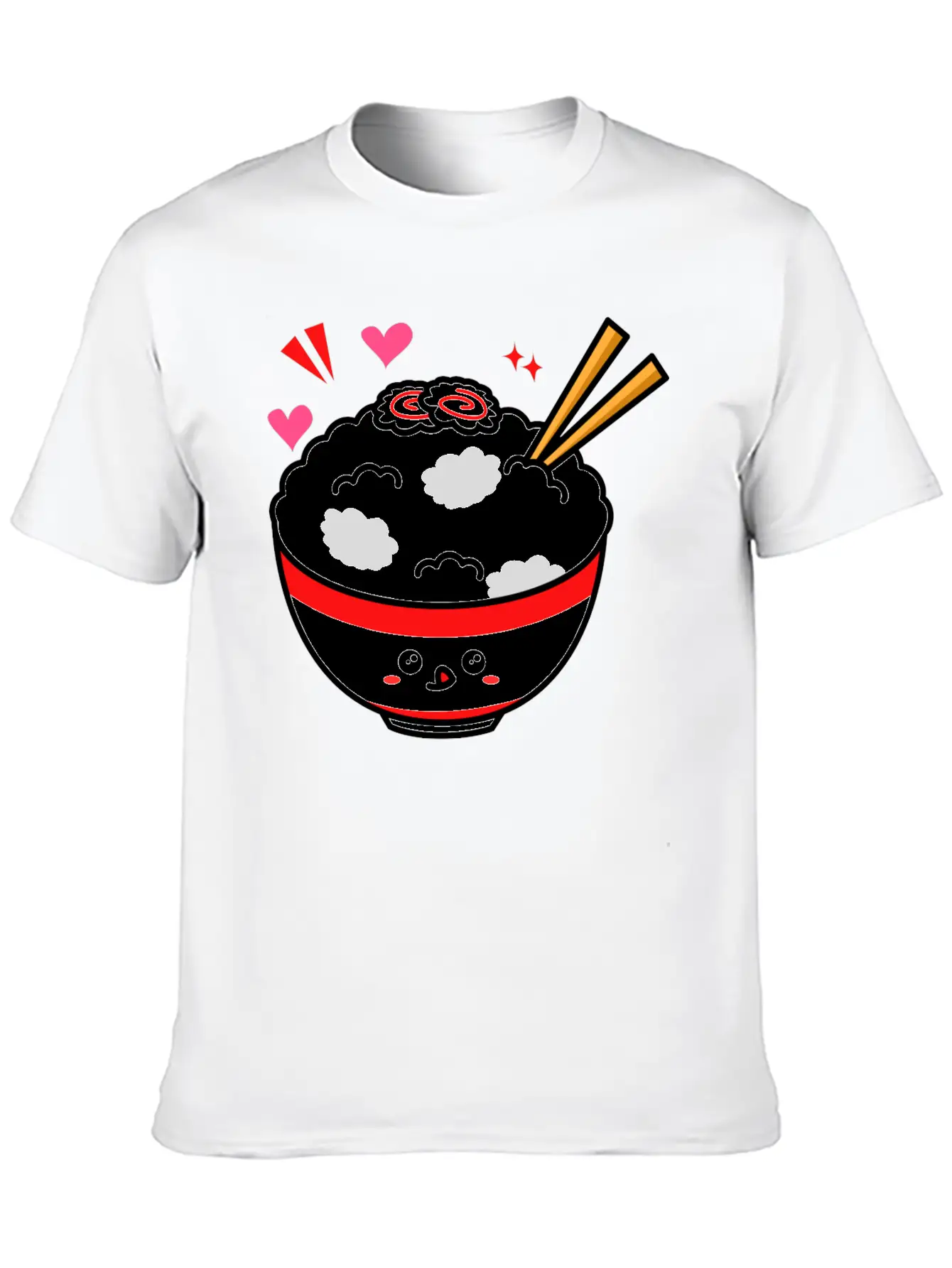 Kawaii Rice Bowl Breathable Graphic T-Shirt – Perfect For Casual Days