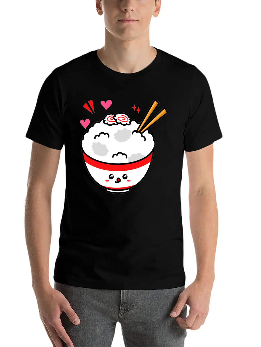 Kawaii Rice Bowl Breathable Graphic T-Shirt – Perfect For Casual Days
