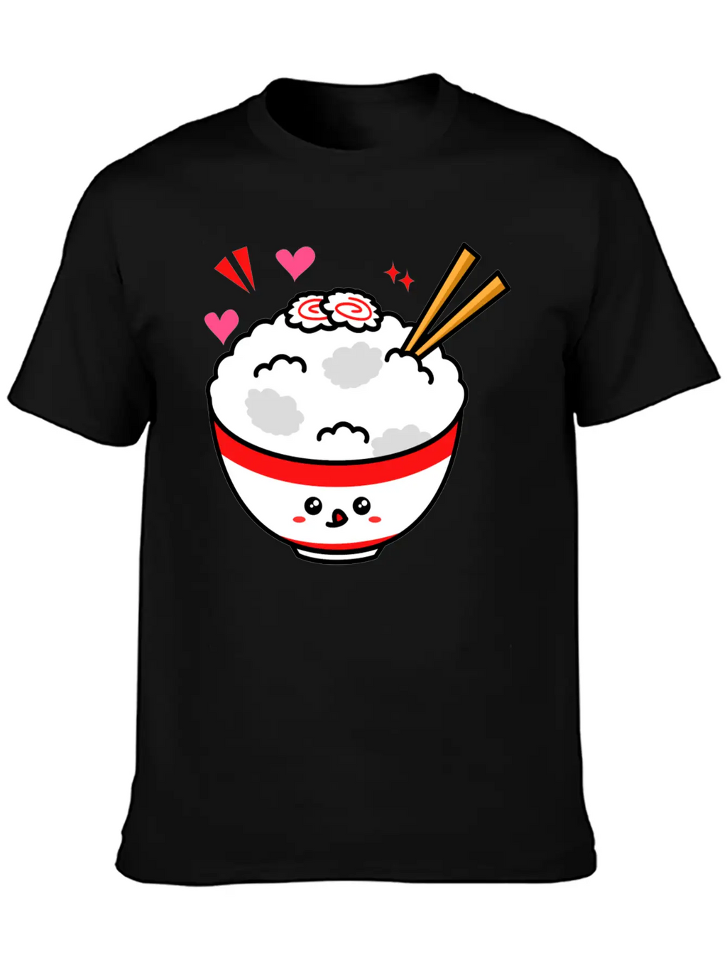 Kawaii Rice Bowl Breathable Graphic T-Shirt – Perfect For Casual Days