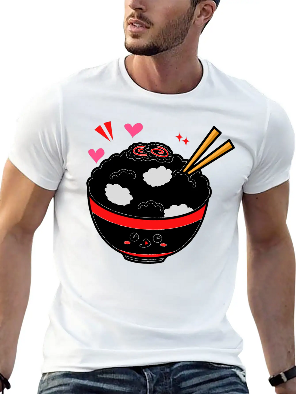 Kawaii Rice Bowl Breathable Graphic T-Shirt – Perfect For Casual Days
