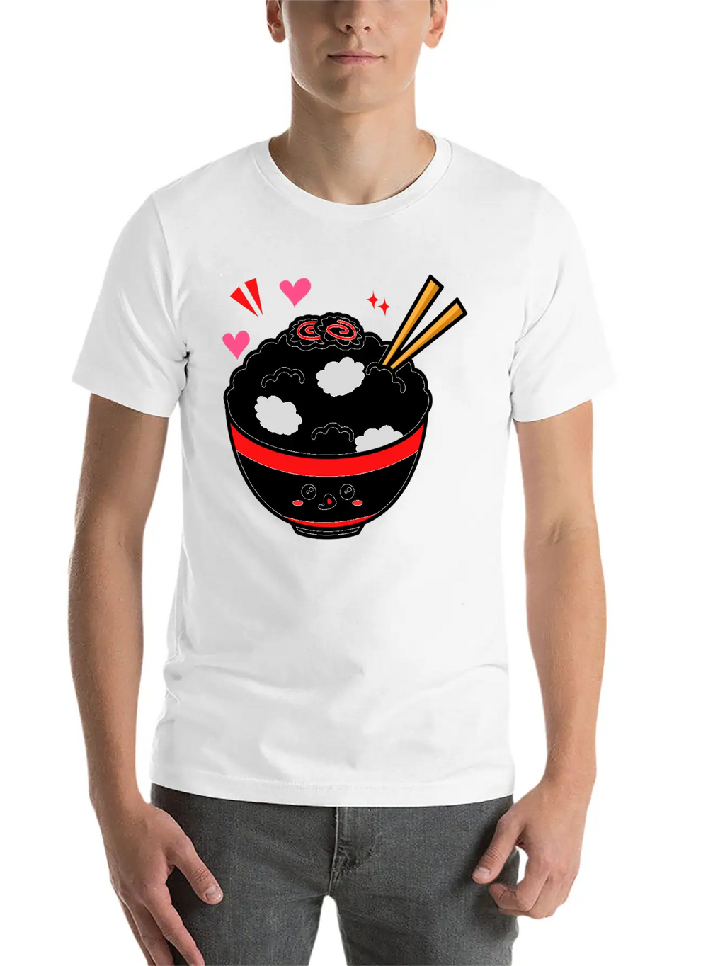 Kawaii Rice Bowl Breathable Graphic T-Shirt – Perfect For Casual Days
