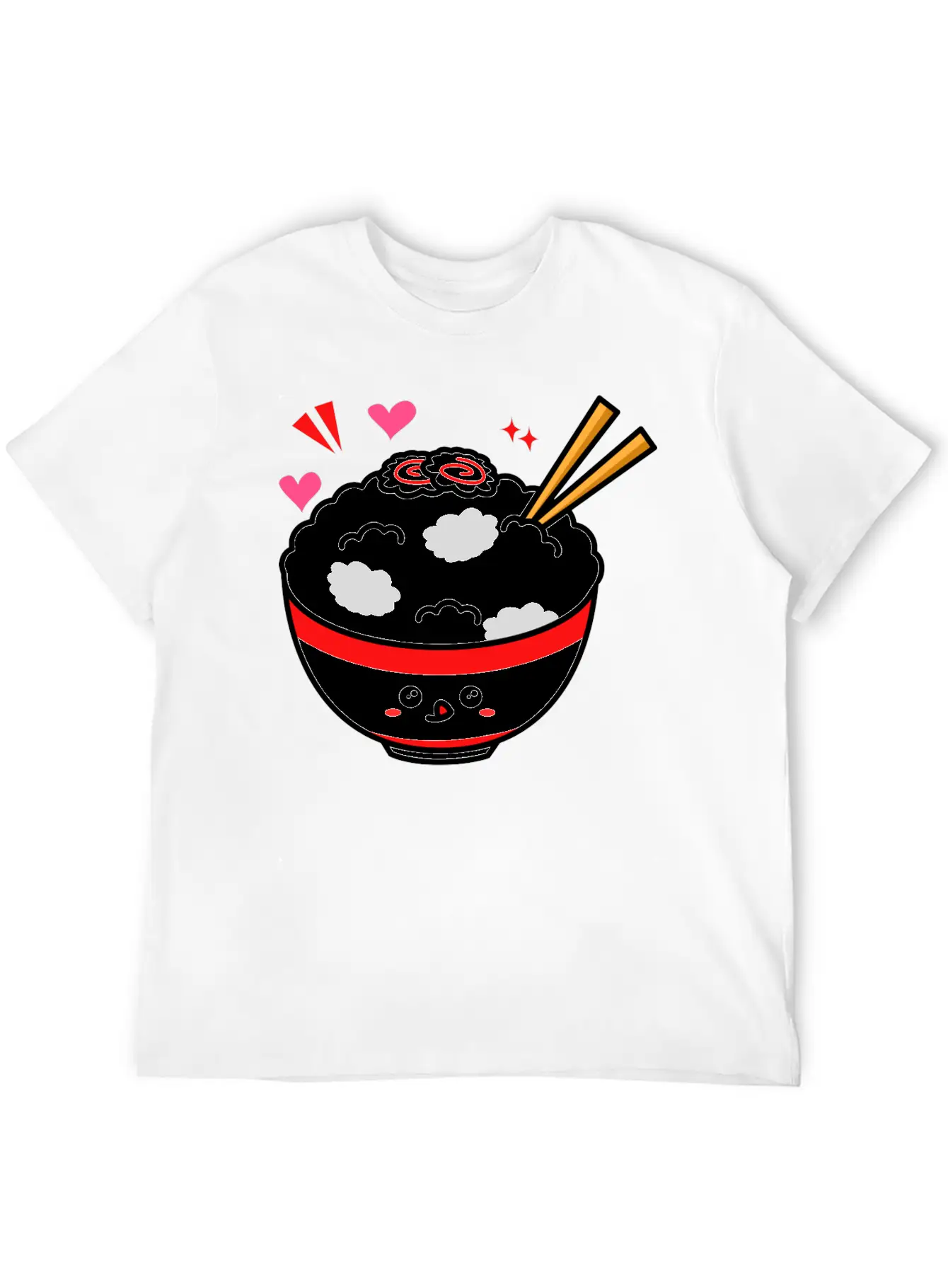 Kawaii Rice Bowl Breathable Graphic T-Shirt – Perfect For Casual Days