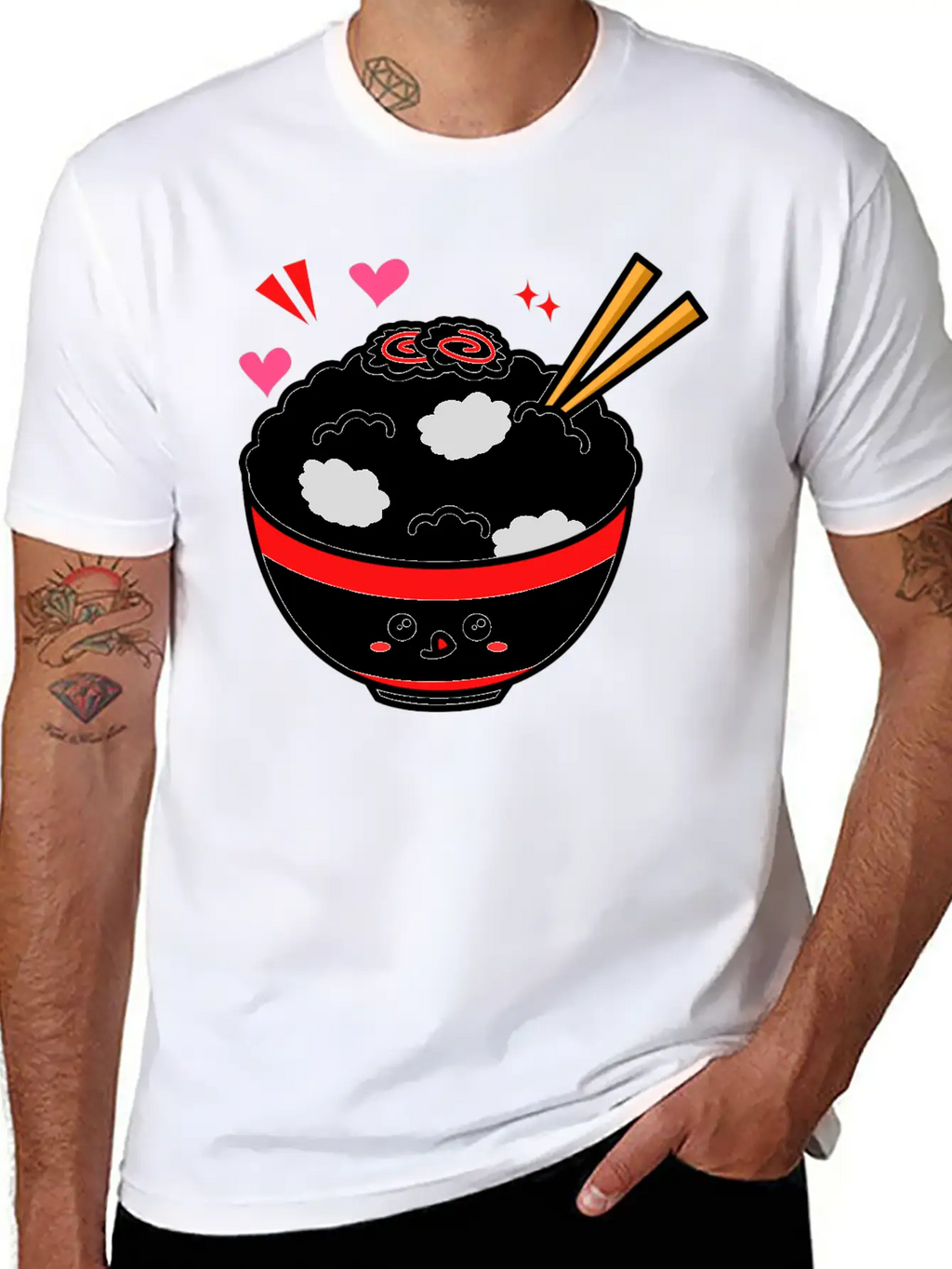 Kawaii Rice Bowl Breathable Graphic T-Shirt – Perfect For Casual Days