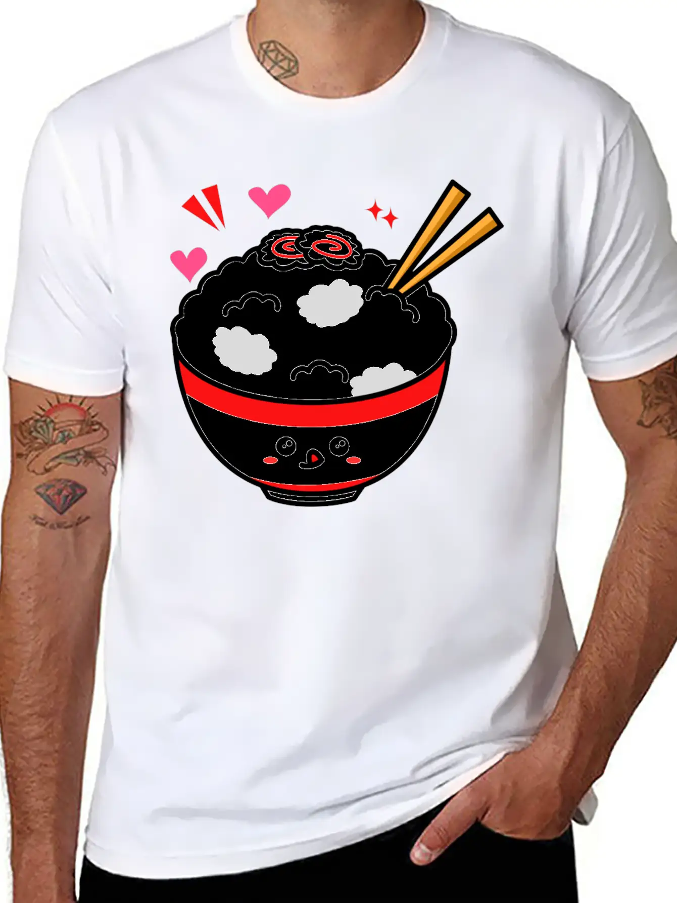 Kawaii Rice Bowl Breathable Graphic T-Shirt – Perfect For Casual Days