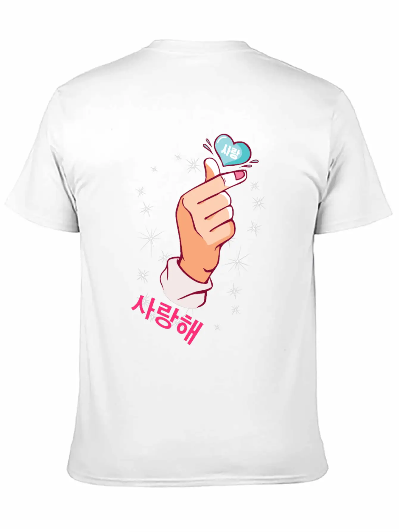 Kawaii Saranghae Korean Finger Heart K-Pop Kdrama Basic Graphic T-Shirt – Daily Comfort In Soft Cotton