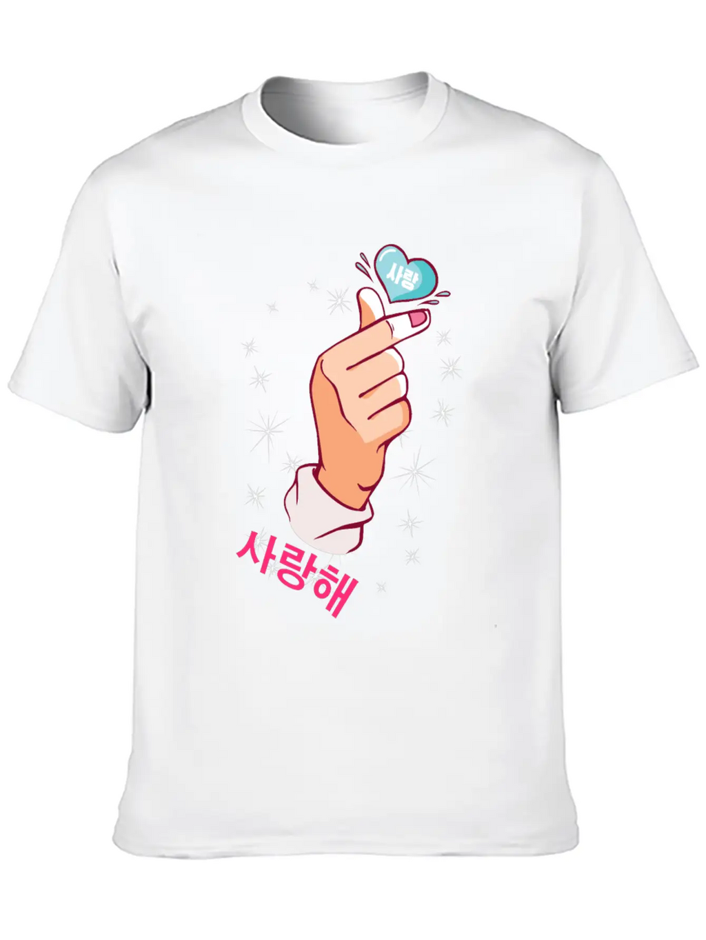 Kawaii Saranghae Korean Finger Heart K-Pop Kdrama Basic Graphic T-Shirt – Daily Comfort In Soft Cotton