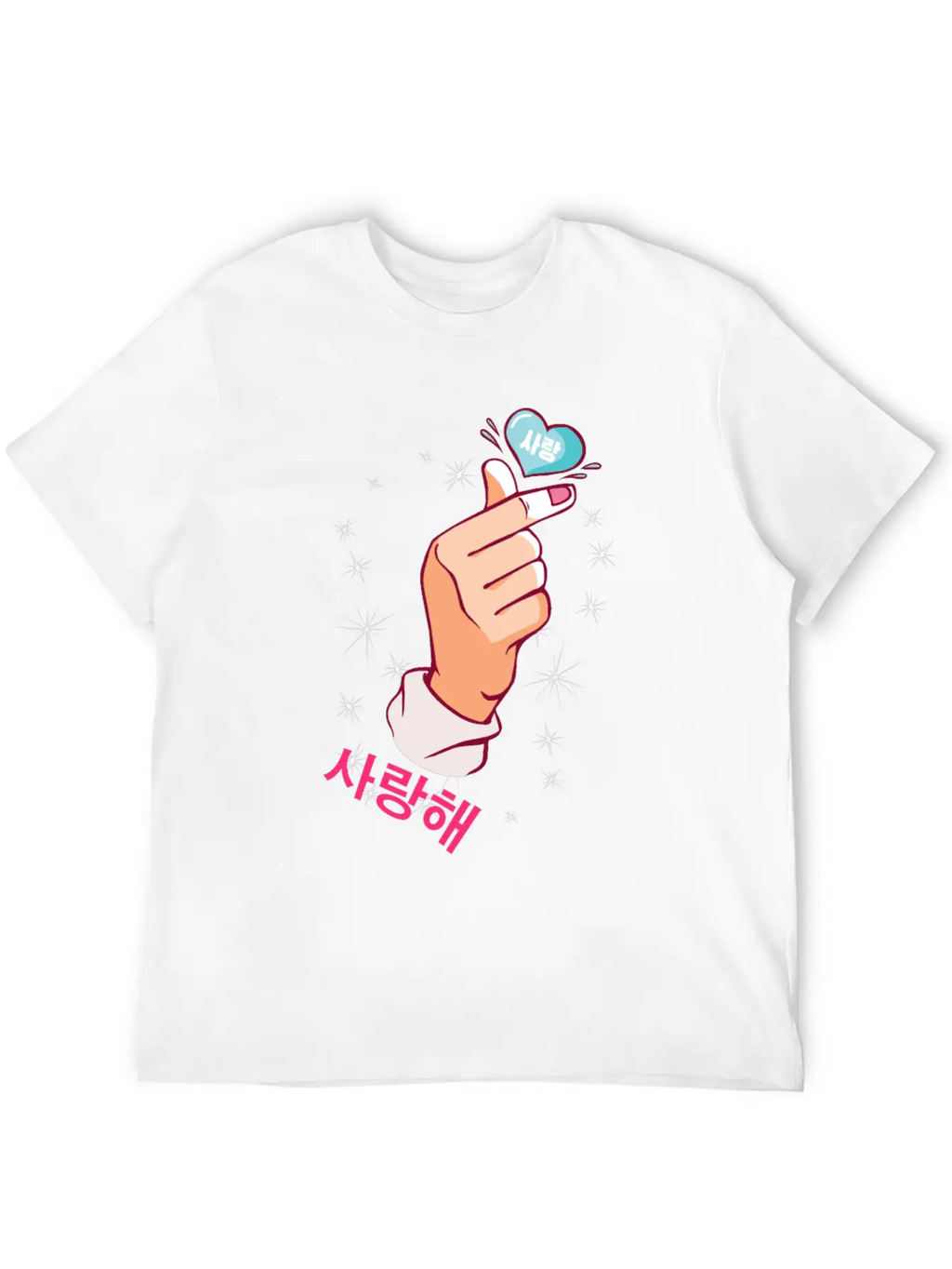 Kawaii Saranghae Korean Finger Heart K-Pop Kdrama Basic Graphic T-Shirt – Daily Comfort In Soft Cotton
