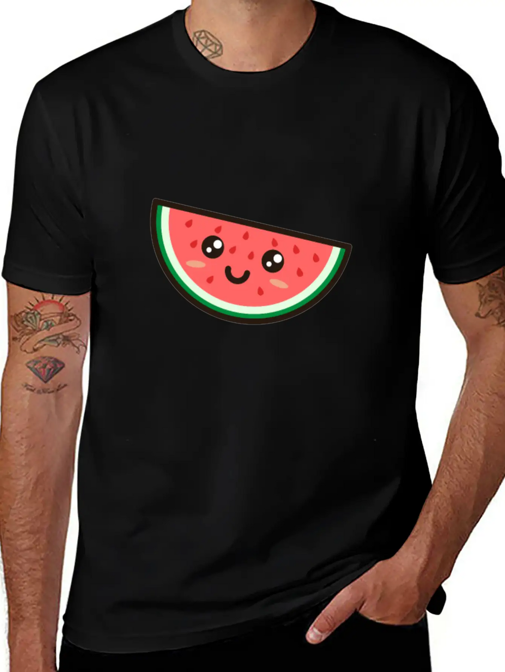 Kawaii Watermelon Essential Cotton Tee For Daily Outfits – Unisex Style