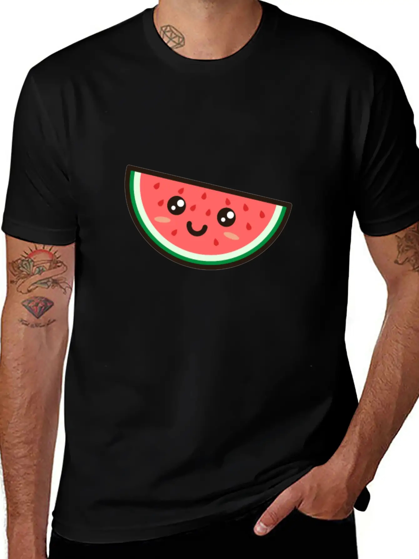 Kawaii Watermelon Essential Cotton Tee For Daily Outfits – Unisex Style
