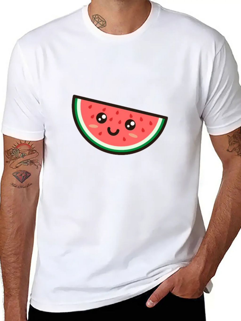 Kawaii Watermelon Essential Cotton Tee For Daily Outfits – Unisex Style