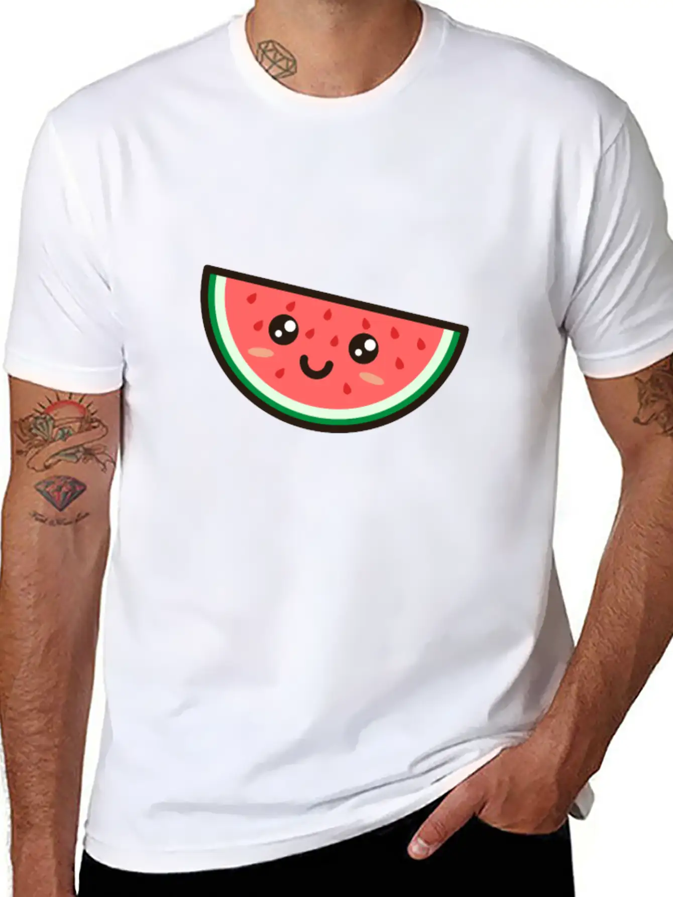 Kawaii Watermelon Essential Cotton Tee For Daily Outfits – Unisex Style