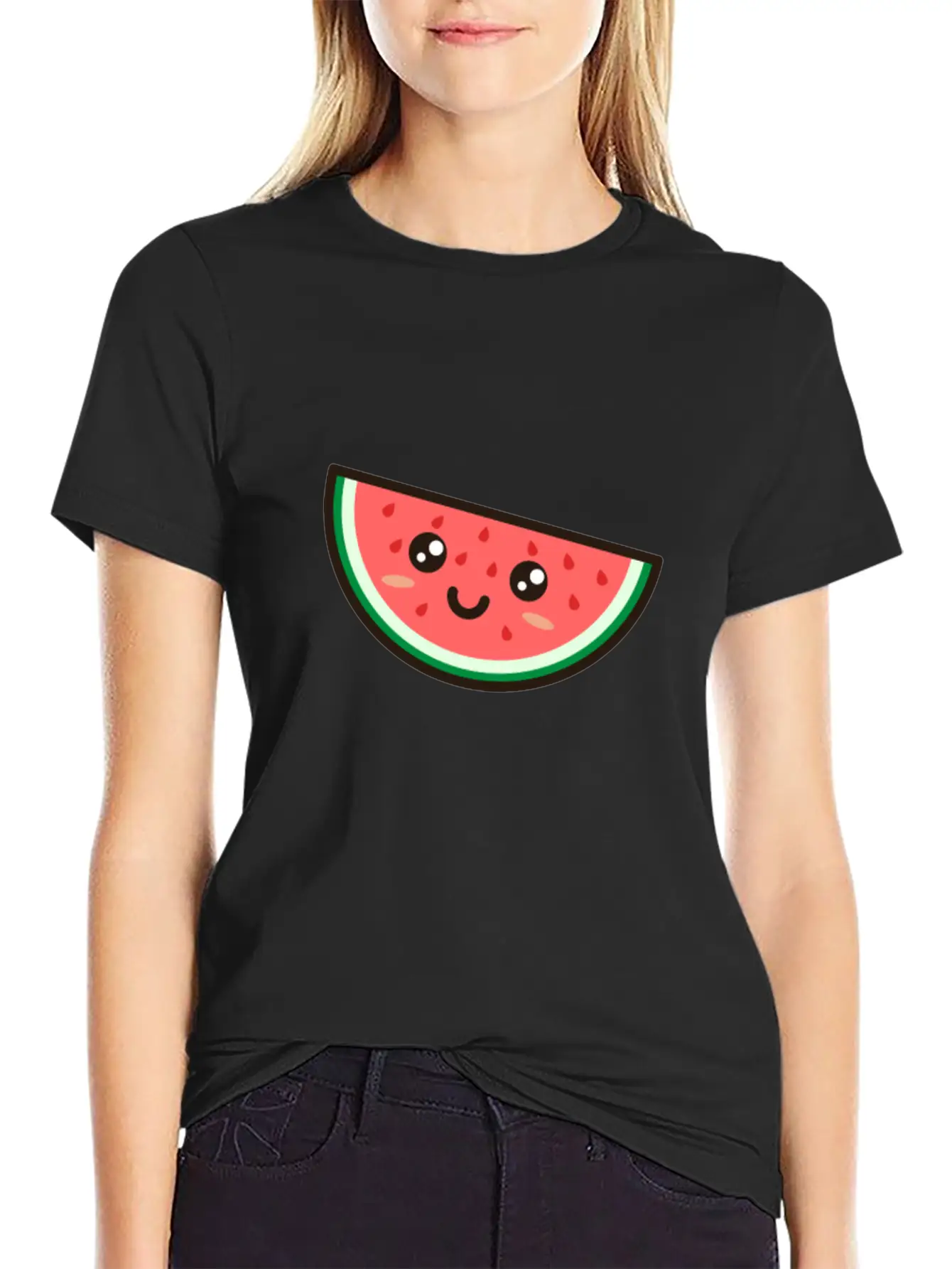 Kawaii Watermelon Essential Cotton Tee For Daily Outfits – Unisex Style