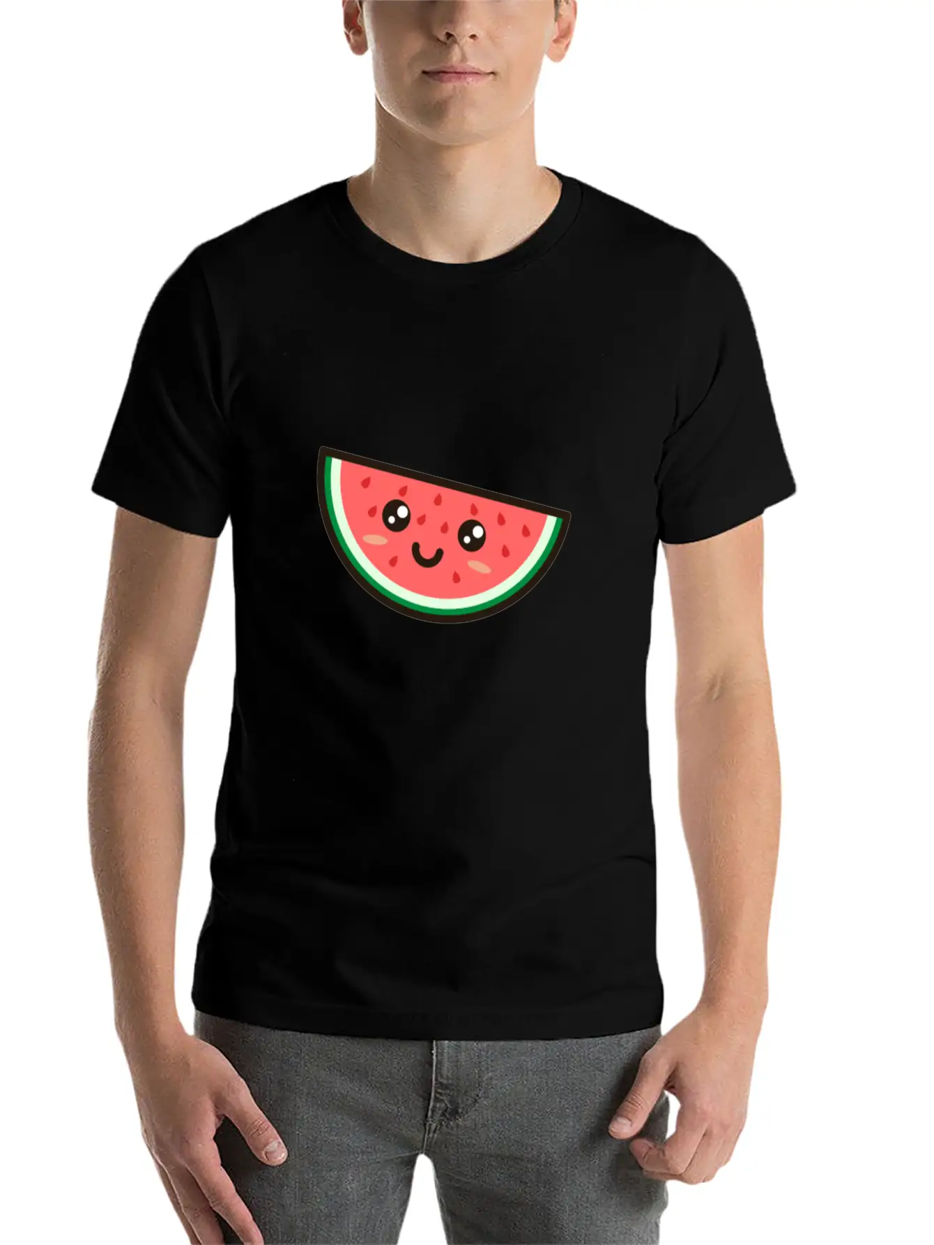 Kawaii Watermelon Essential Cotton Tee For Daily Outfits – Unisex Style