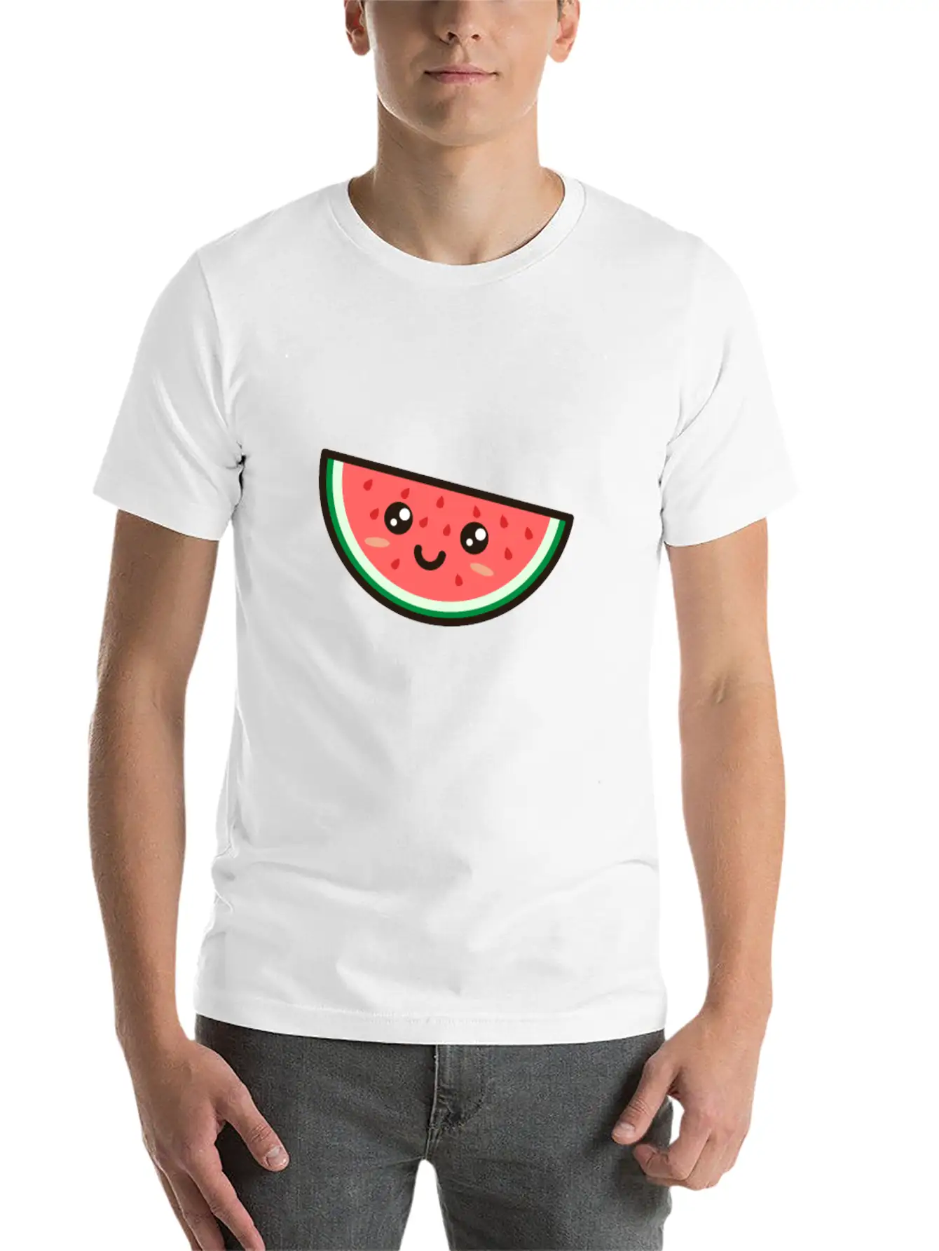 Kawaii Watermelon Essential Cotton Tee For Daily Outfits – Unisex Style