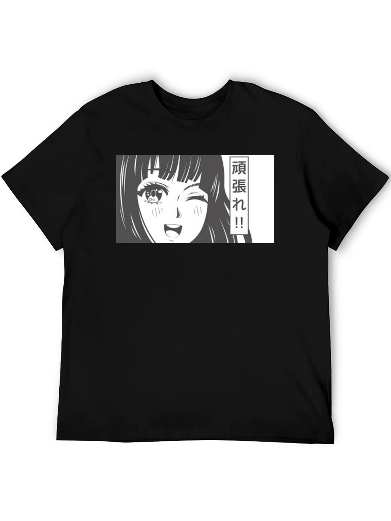 Anime Girl Graphic T-Shirt - Black Manga Tee