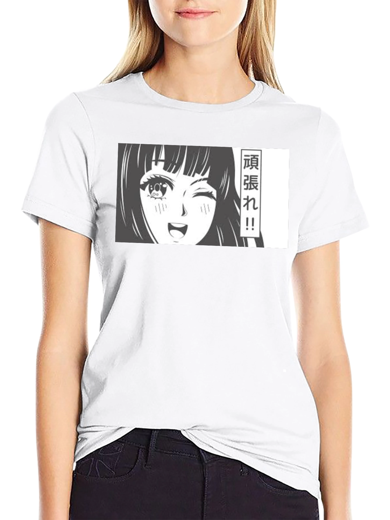 Anime Girl Graphic T-Shirt - Black Manga Tee