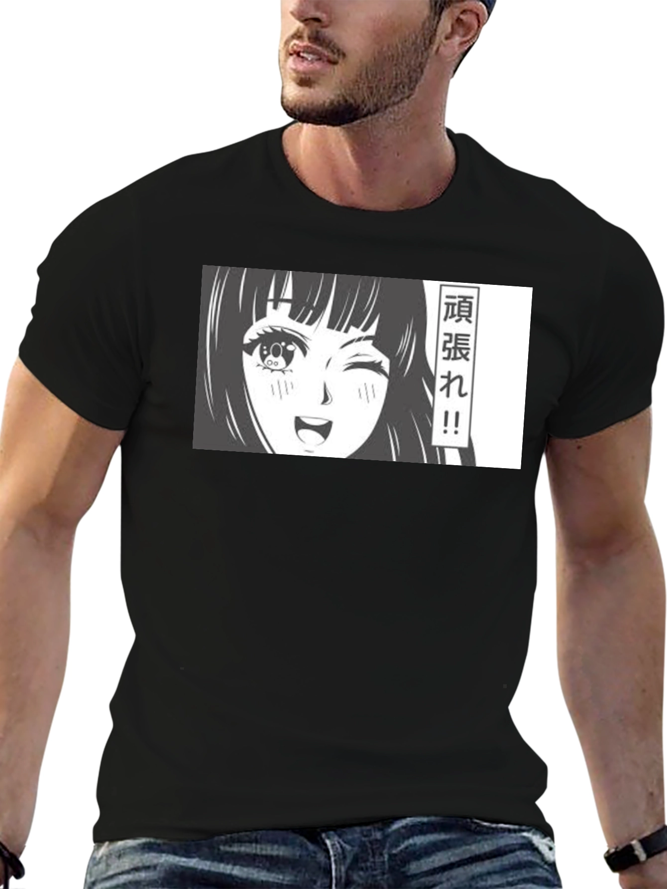 Anime Girl Graphic T-Shirt - Black Manga Tee