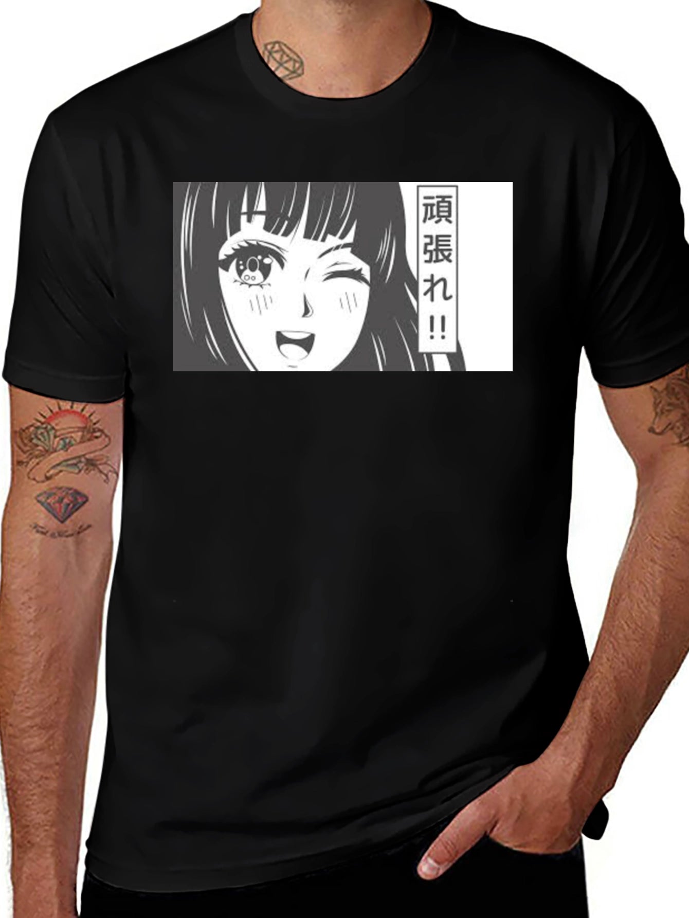 Anime Girl Graphic T-Shirt - Black Manga Tee