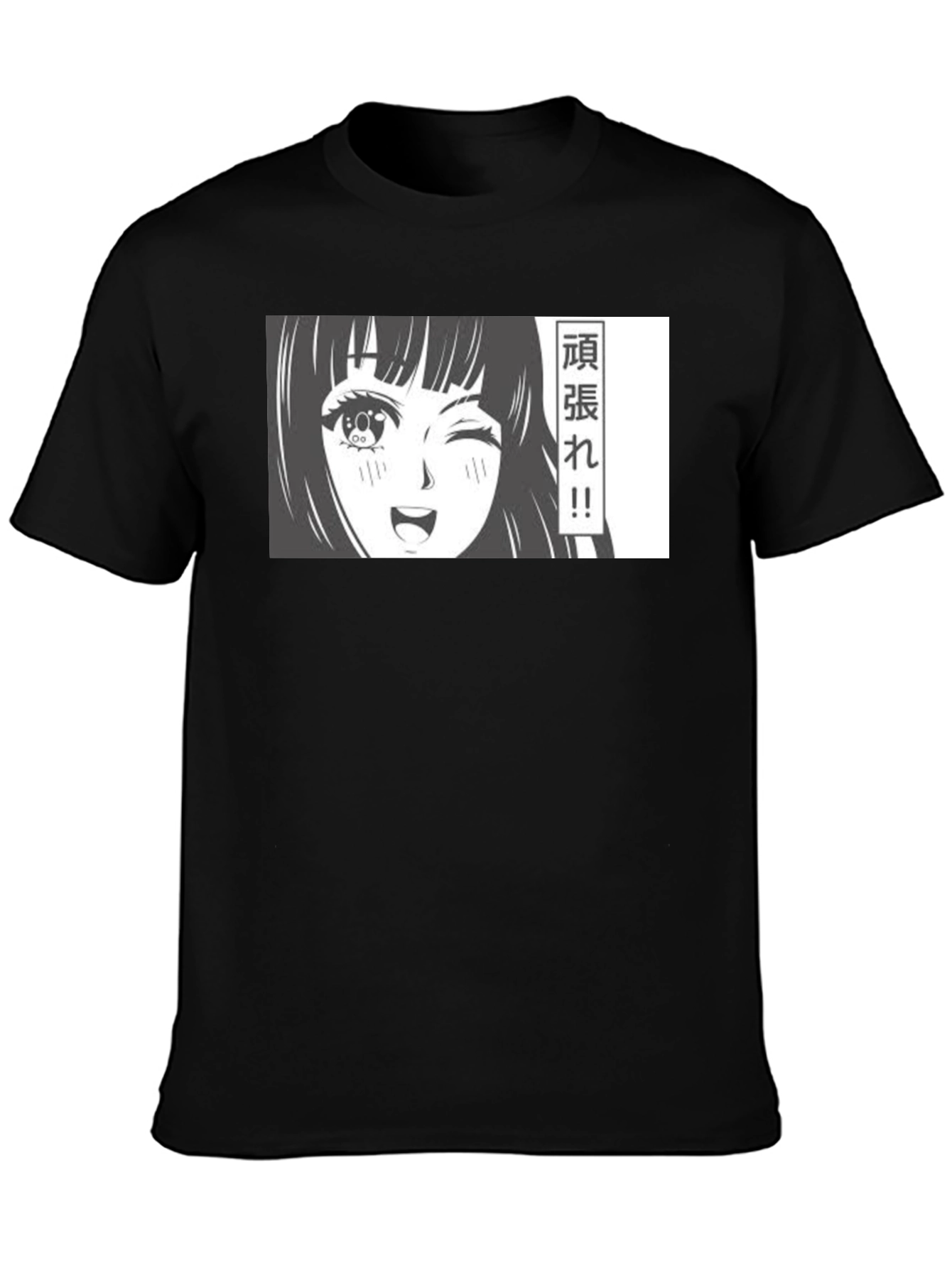 Anime Girl Graphic T-Shirt - Black Manga Tee