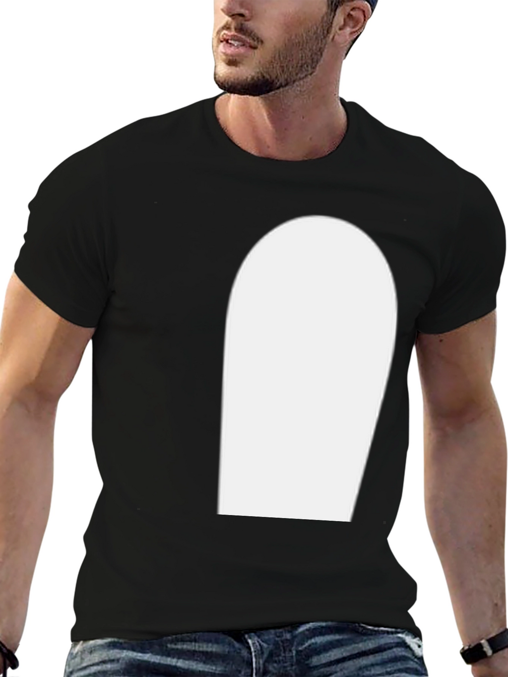 Mens Black T-Shirt with White Graphic Print