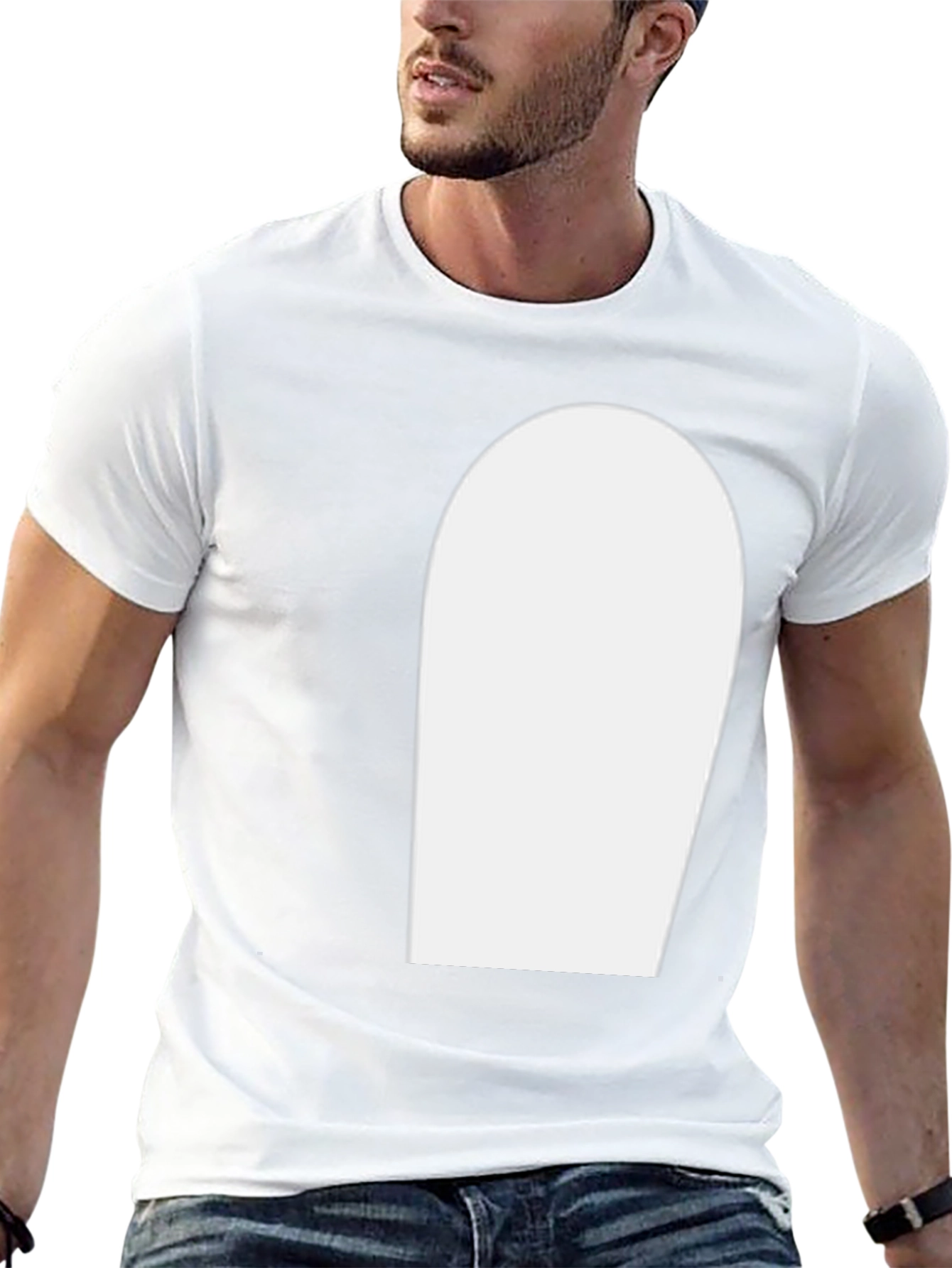 Mens Black T-Shirt with White Graphic Print