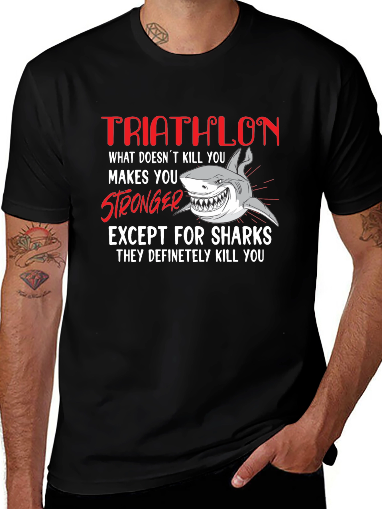 Triathlon Shark T-Shirt - What Doesnt Kill You...
