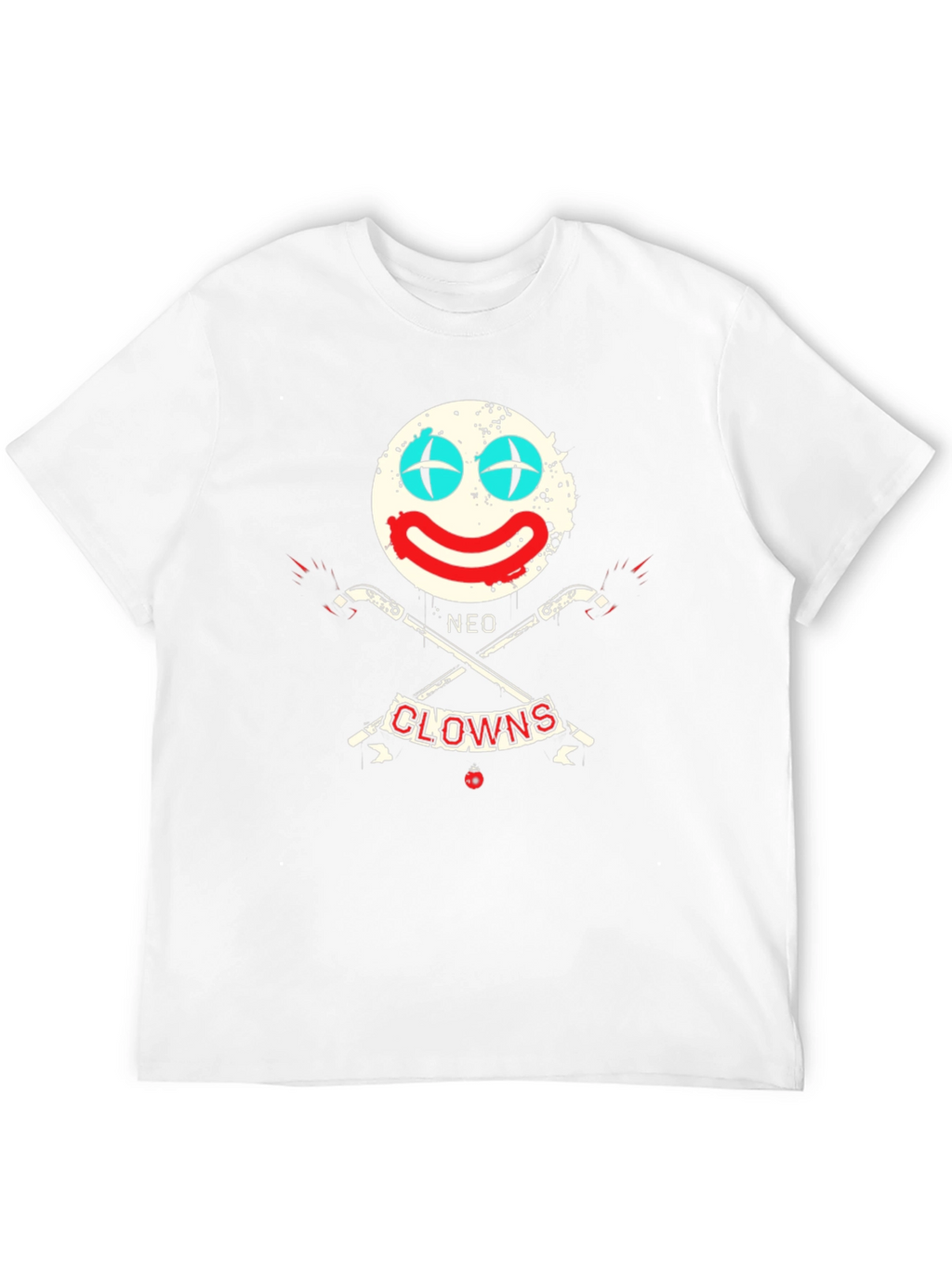 Neo Clowns Graphic Tee - Skull & Guns Design