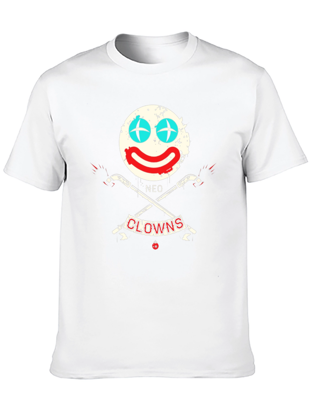 Neo Clowns Graphic Tee - Skull & Guns Design