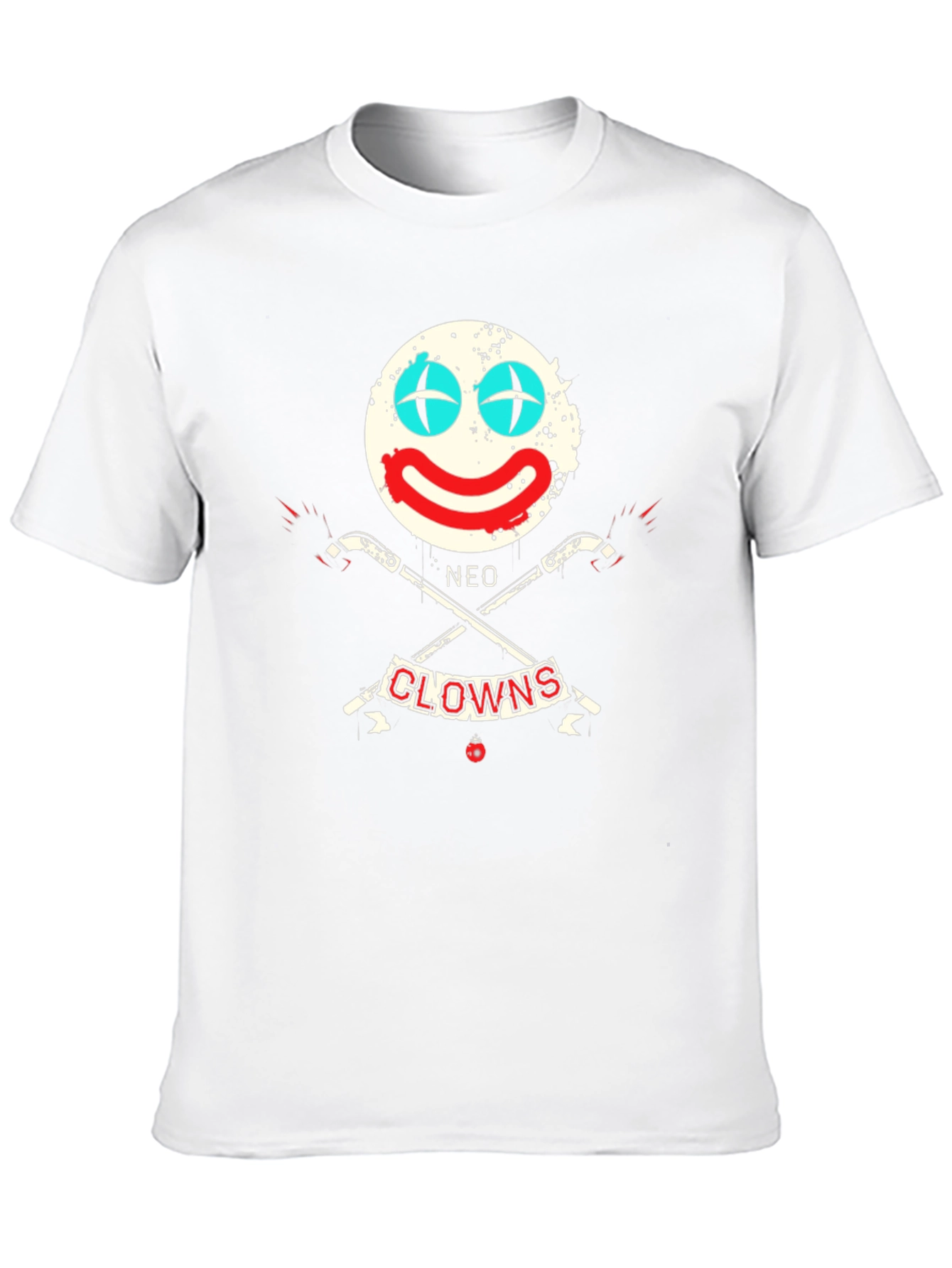Neo Clowns Graphic Tee - Skull & Guns Design