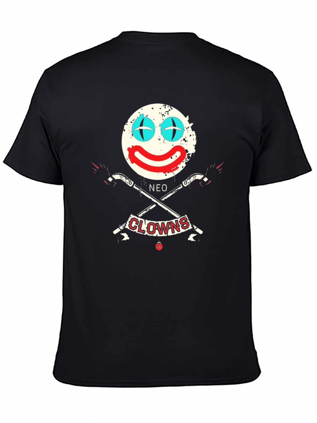 Neo Clowns Graphic Tee - Skull & Guns Design