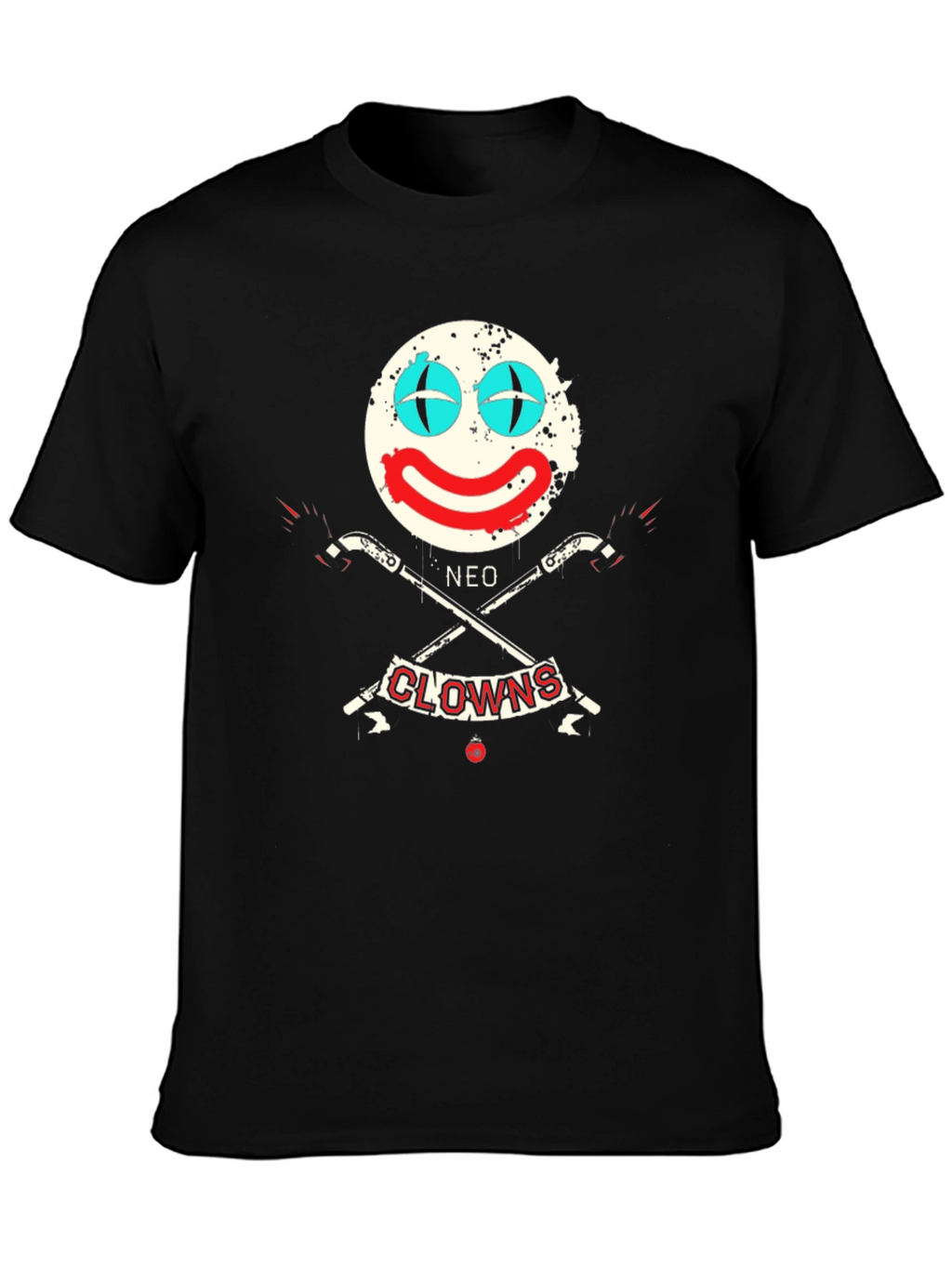 Neo Clowns Graphic Tee - Skull & Guns Design