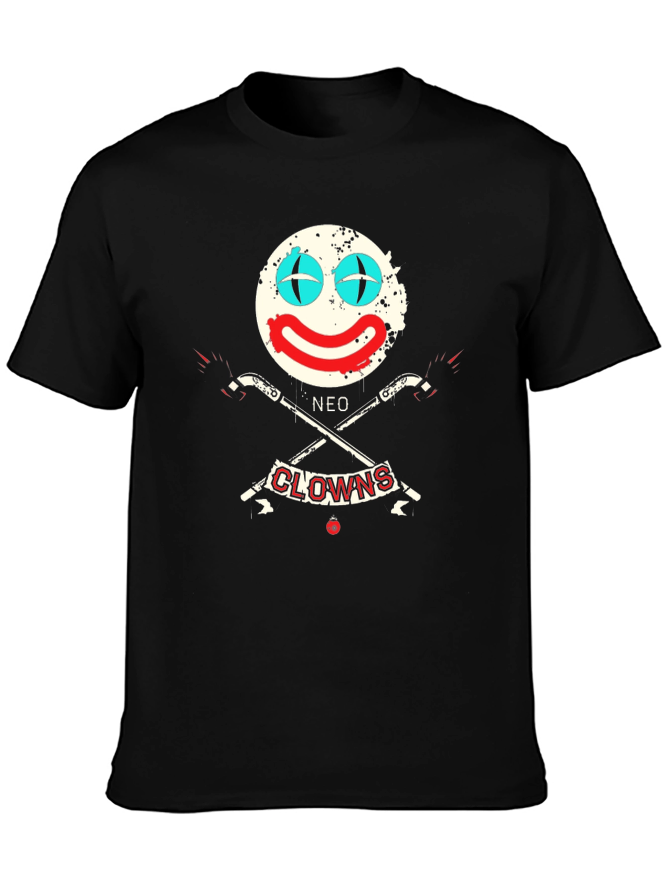 Neo Clowns Graphic Tee - Skull & Guns Design