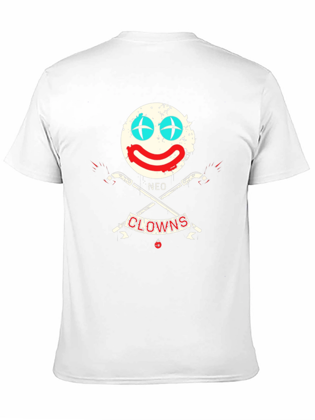 Neo Clowns Graphic Tee - Skull & Guns Design