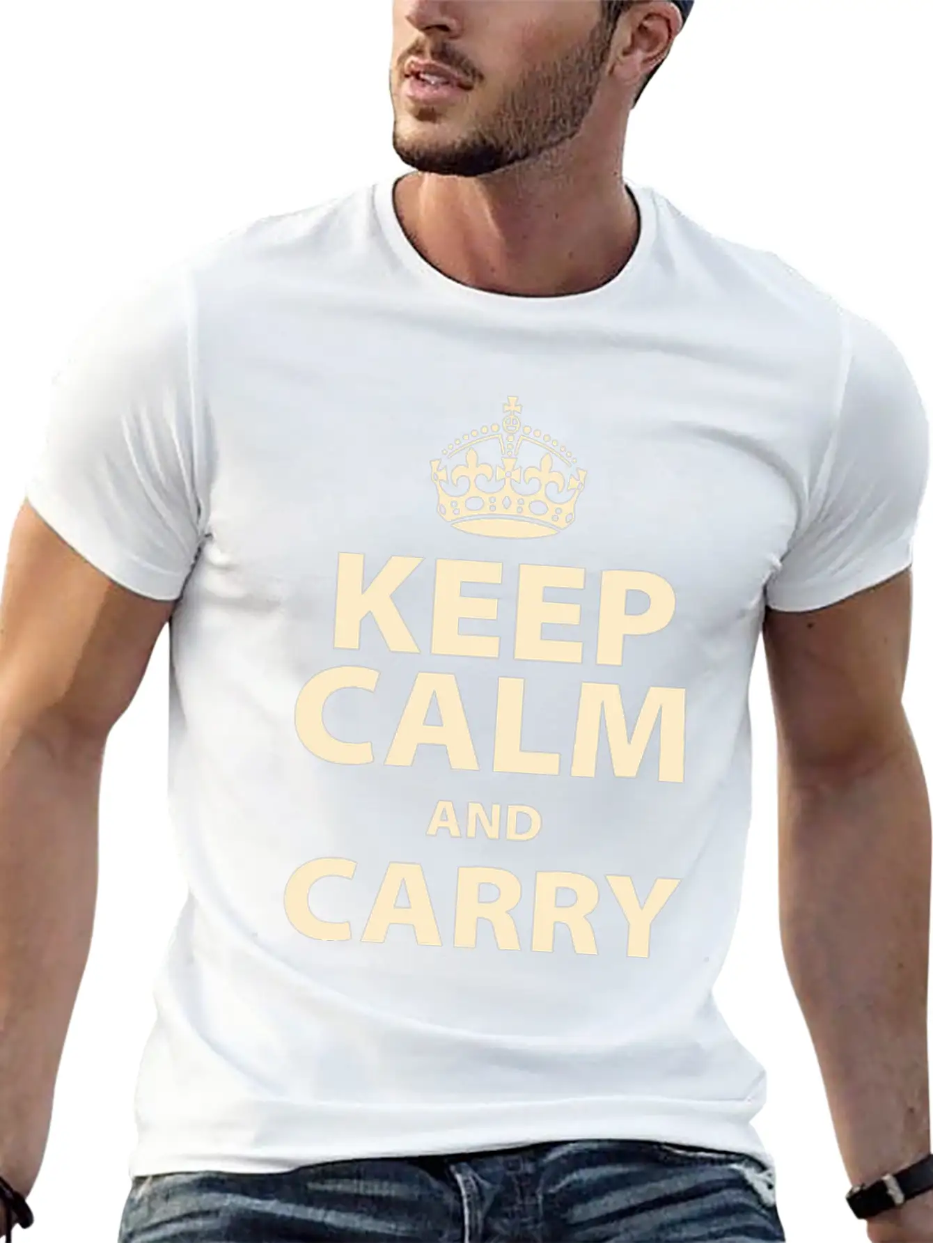 Keep Calm And Carry On Essential Cotton Tee For Daily Outfits – Unisex Style