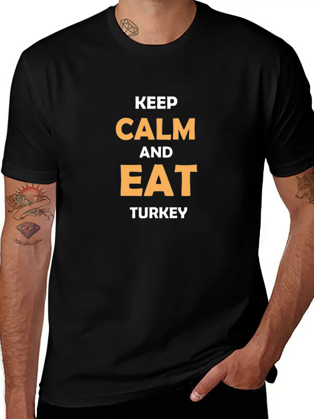Keep Calm And Eat Turkey Breathable Graphic T-Shirt – Perfect For Casual Days