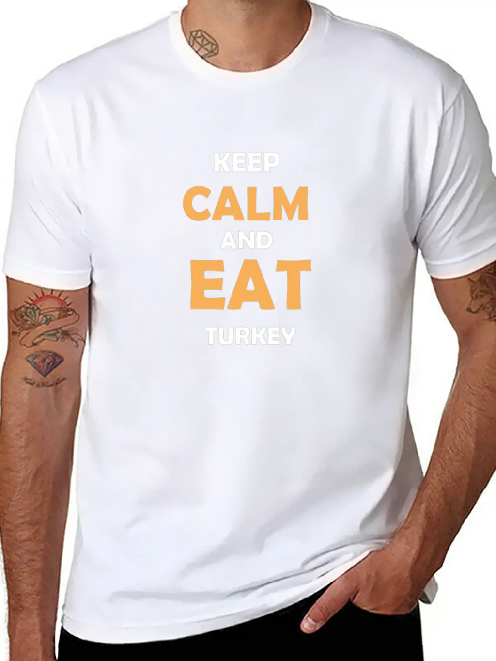 Keep Calm And Eat Turkey Breathable Graphic T-Shirt – Perfect For Casual Days
