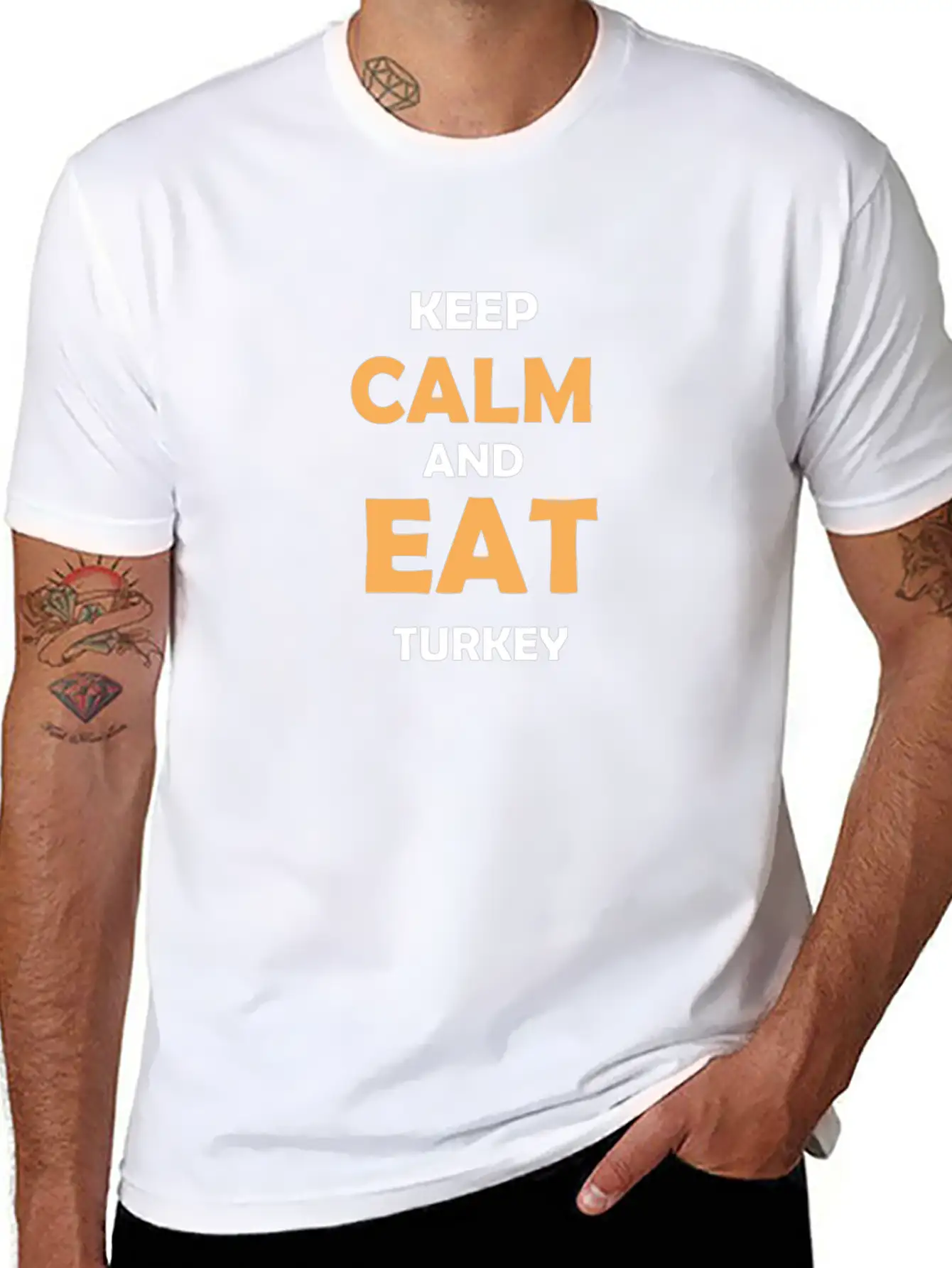 Keep Calm And Eat Turkey Breathable Graphic T-Shirt – Perfect For Casual Days